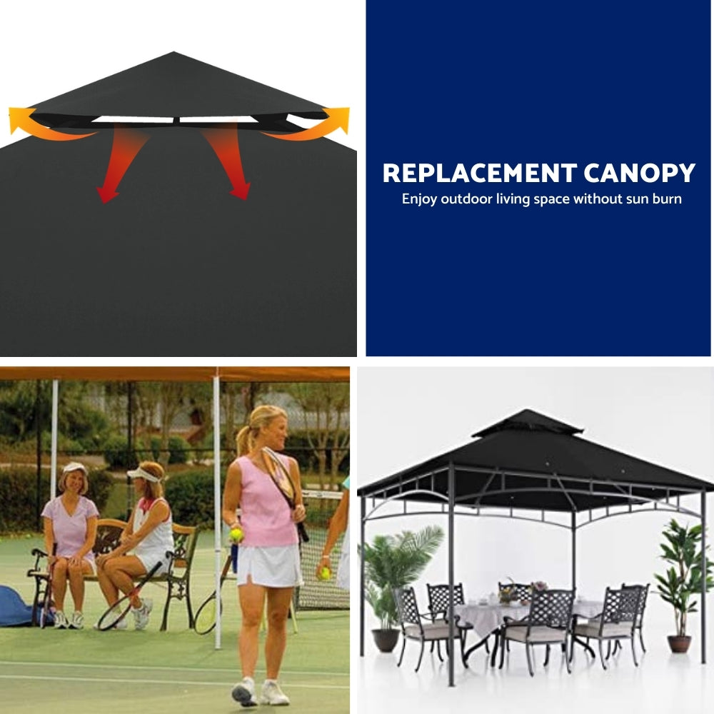 Water-proof Gazebo Cover Canopy 310 g / mÂ² Dark Grey 3 x 3 m