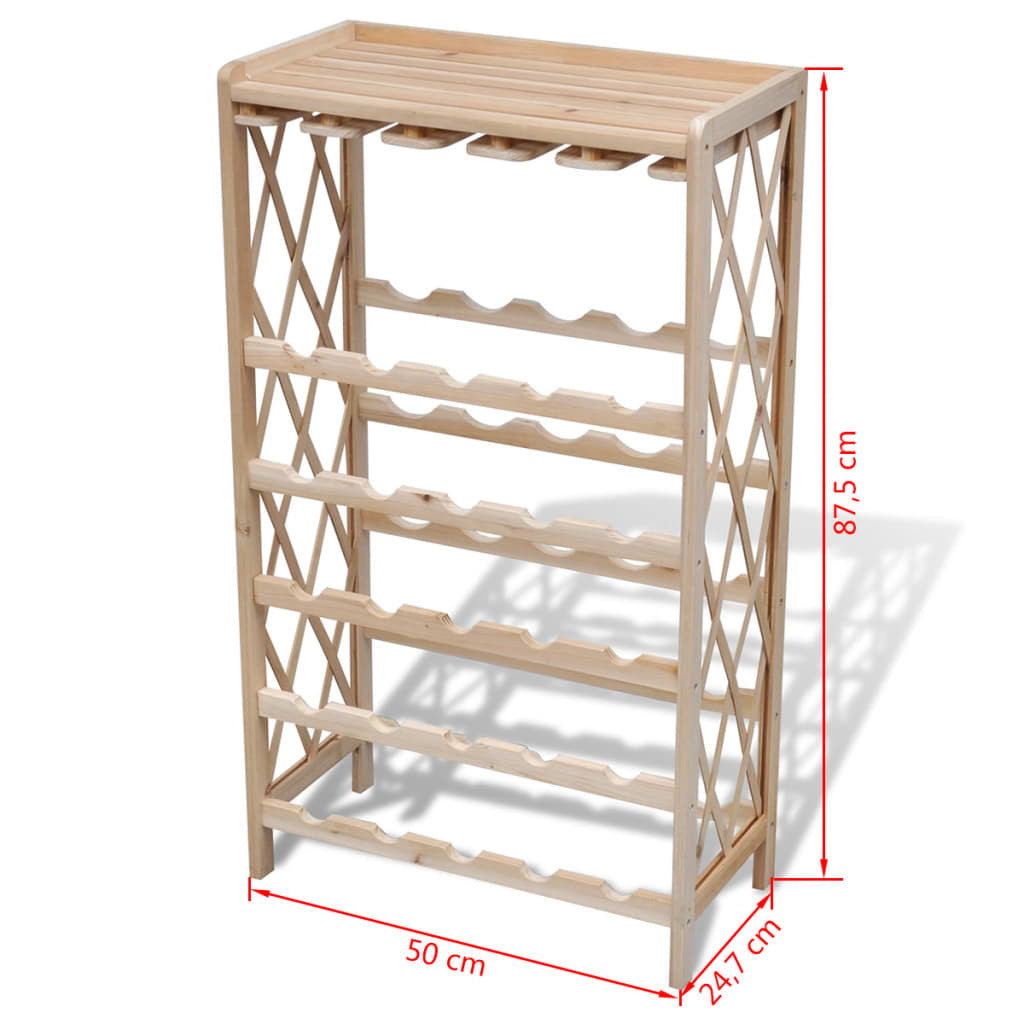Wine Rack for 25 Bottles Solid Fir Wood