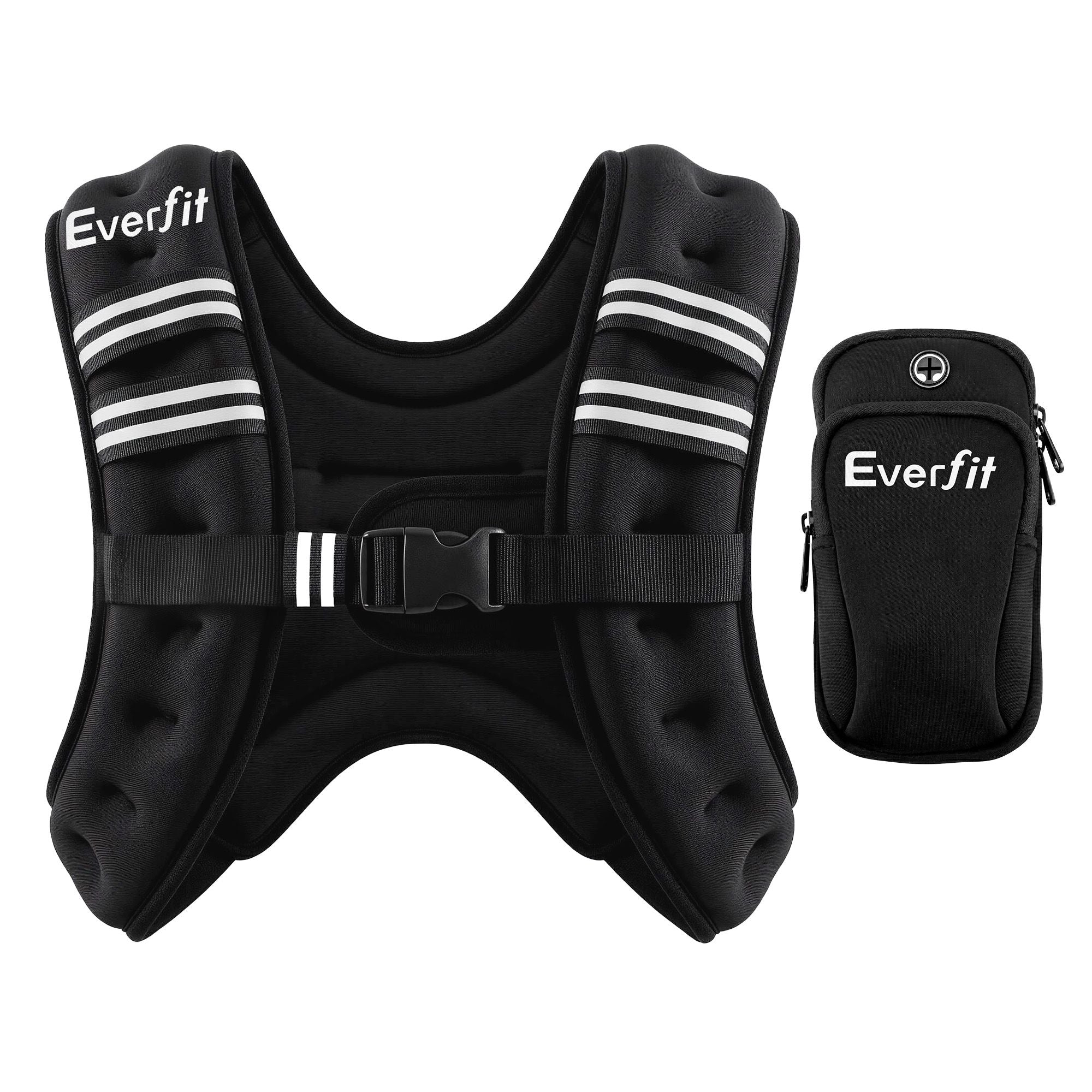 Everfit 8kg Weighted Vest Men Women, Reflective Running Vest with Armband Pouch