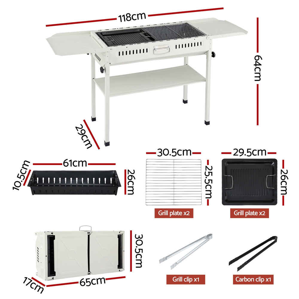 Grillz Portable BBQ Grill w/ Stainless Steel Racks & Pans for Outdoor
