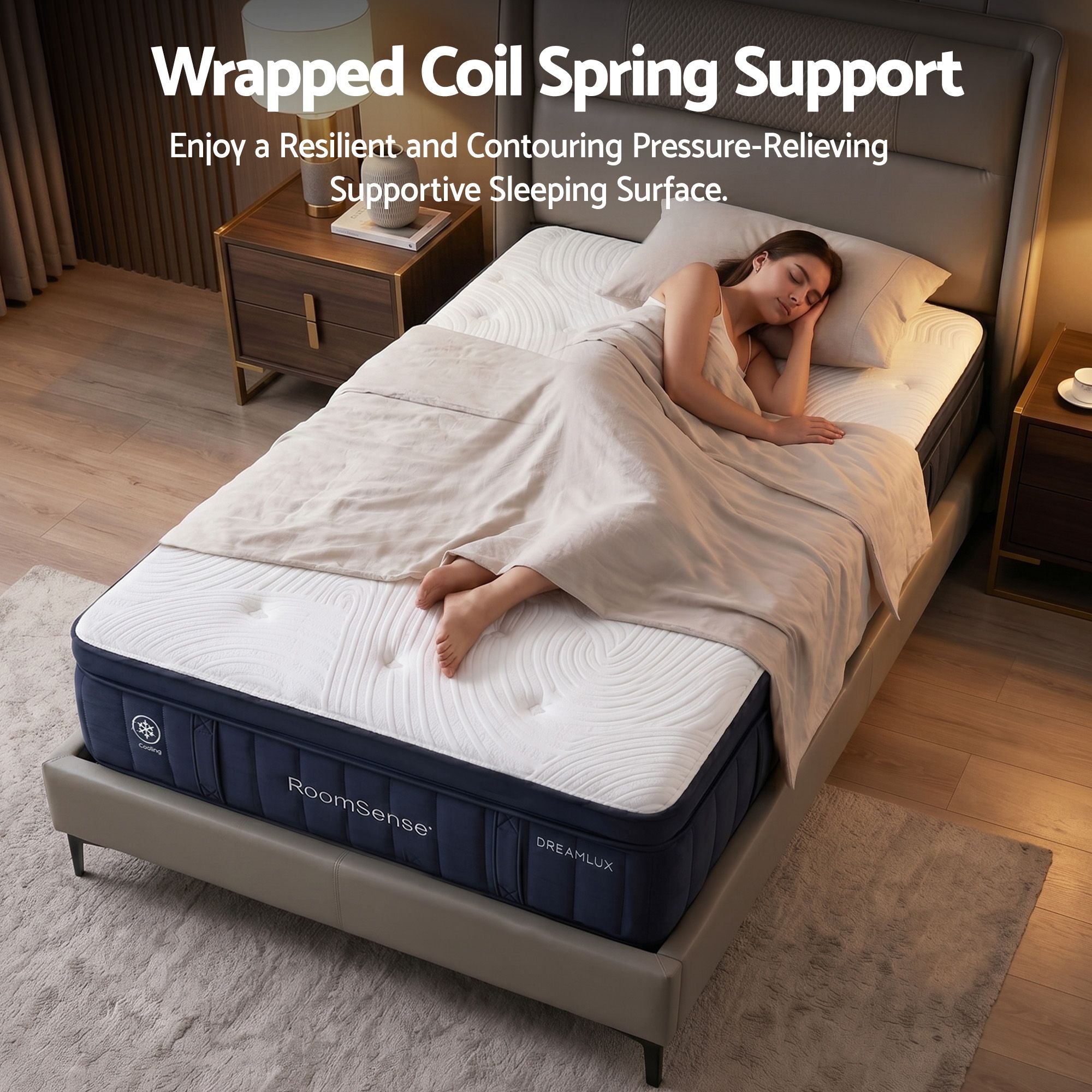 RoomSense Double Mattress, 34cm Thick Medium Firm Hybrid Mattress for Back Pain Relief