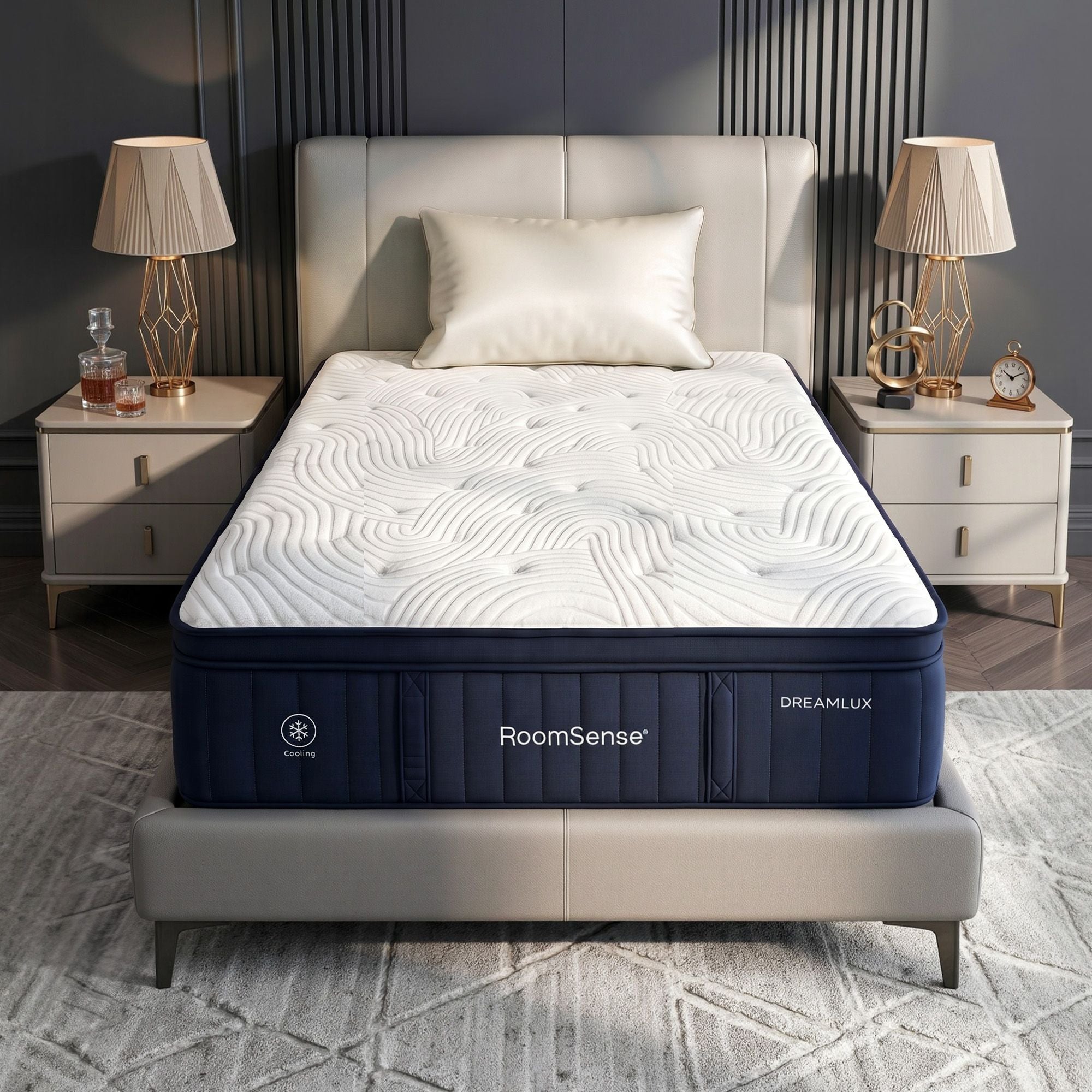 RoomSense King Single Mattress, 34cm Thick Medium Firm Hybrid Mattress for Back Pain Relief
