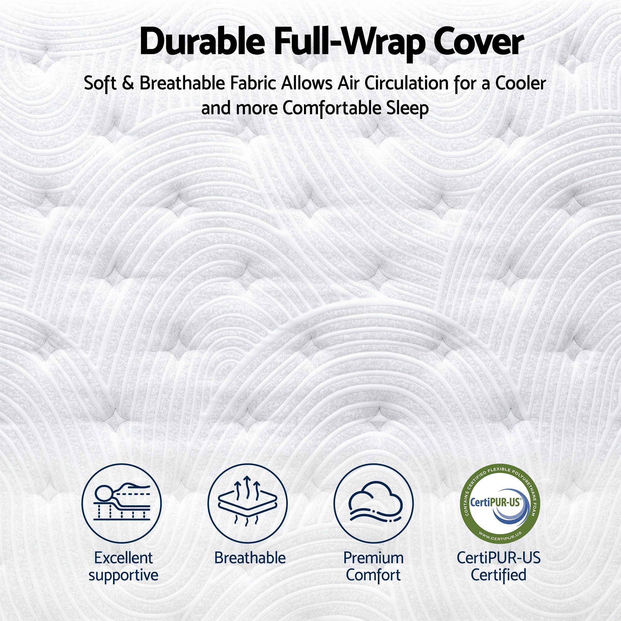 RoomSense Single Mattress, 34cm Thick Medium Firm Hybrid Mattress for Back Pain Relief