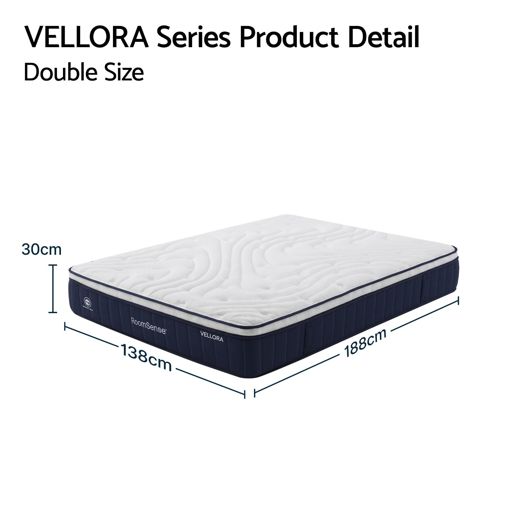 RoomSense Double Mattress , 30cm Medium Firm Hybrid Mattress with Latex Lumbar Support for Back Pain Relief