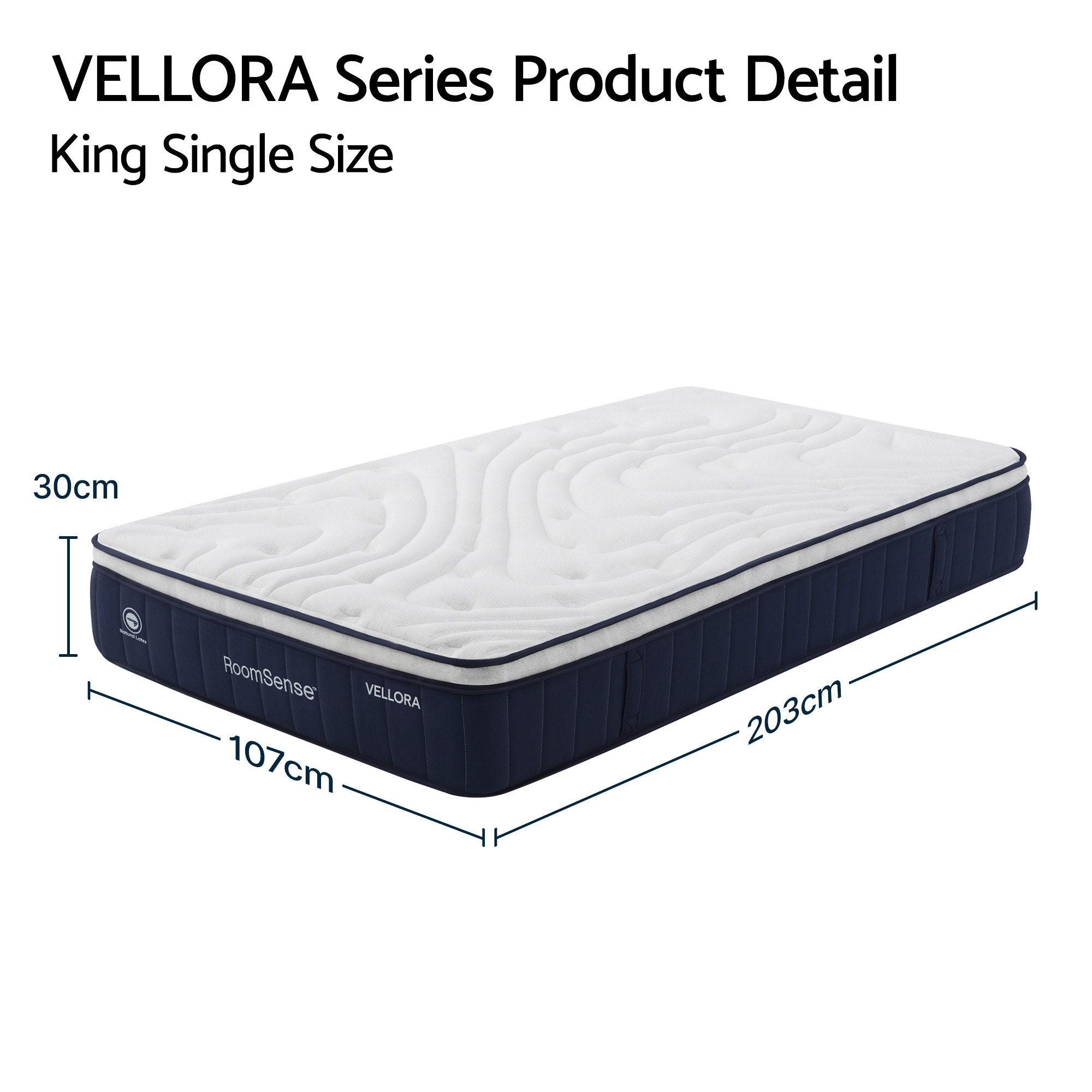 RoomSense King Single Mattress , 30cm Medium Firm Hybrid Mattress with Latex Lumbar Support for Back Pain Relief