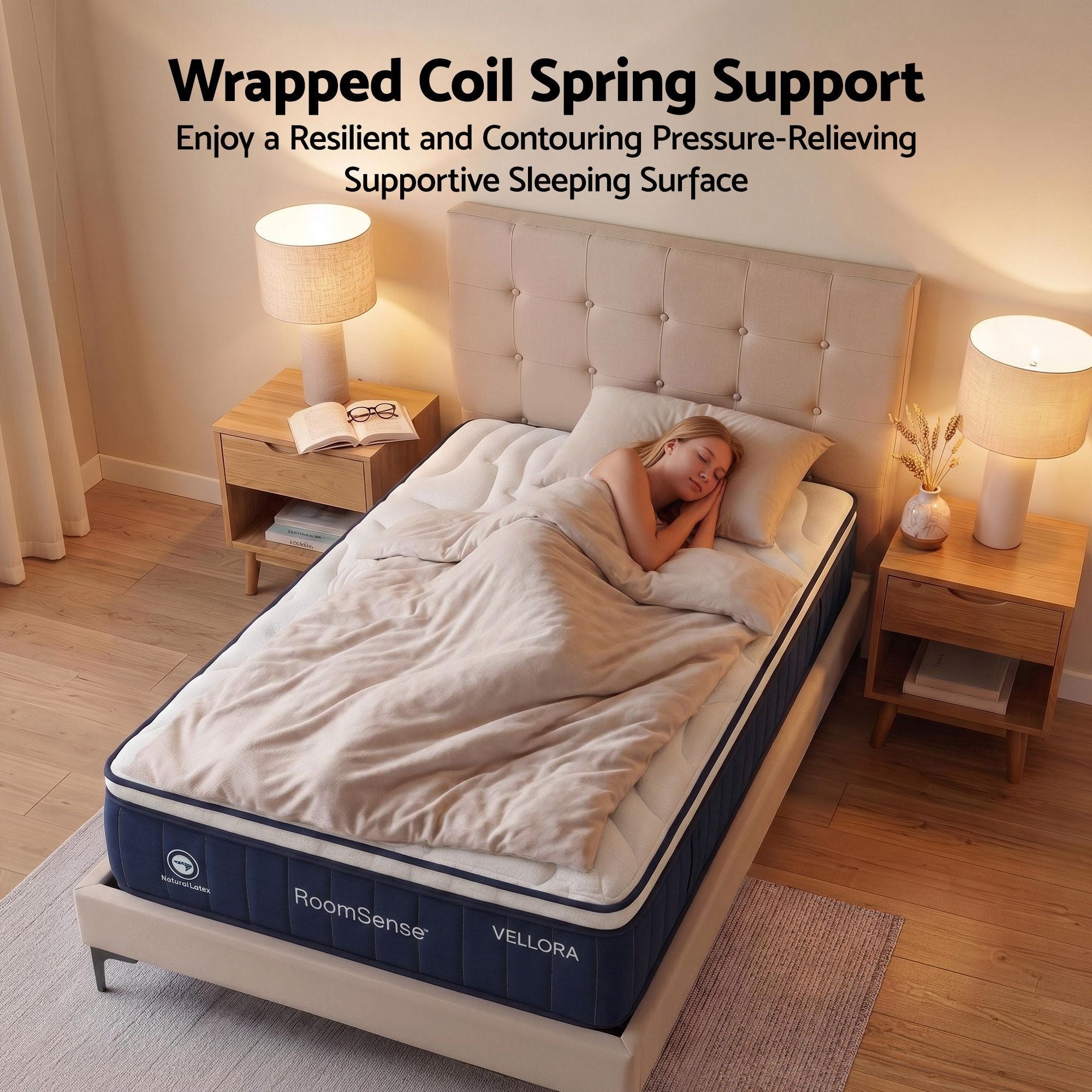 RoomSense King Single Mattress , 30cm Medium Firm Hybrid Mattress with Latex Lumbar Support for Back Pain Relief