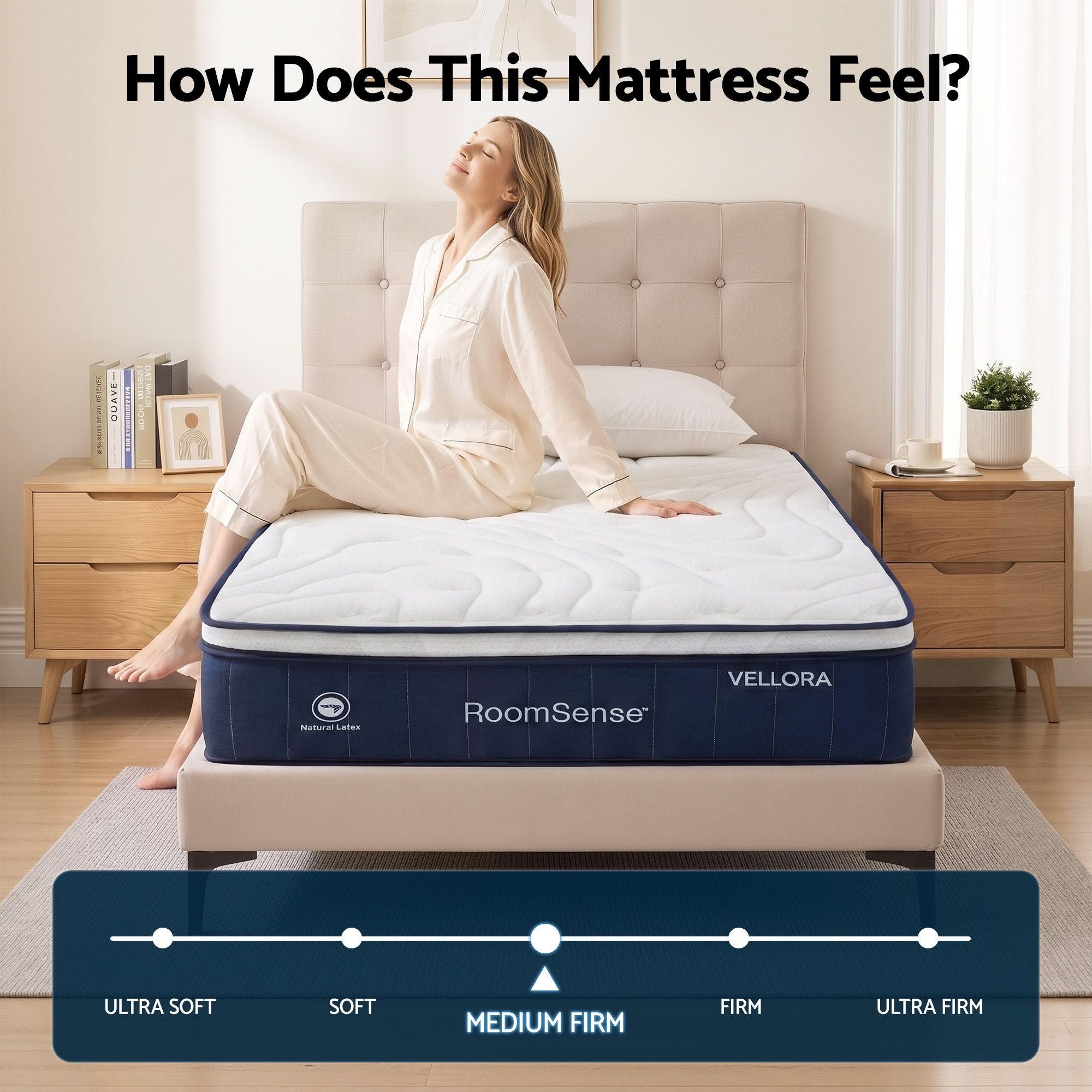 RoomSense Single Mattress , 30cm Medium Firm Hybrid Mattress with Latex Lumbar Support for Back Pain Relief