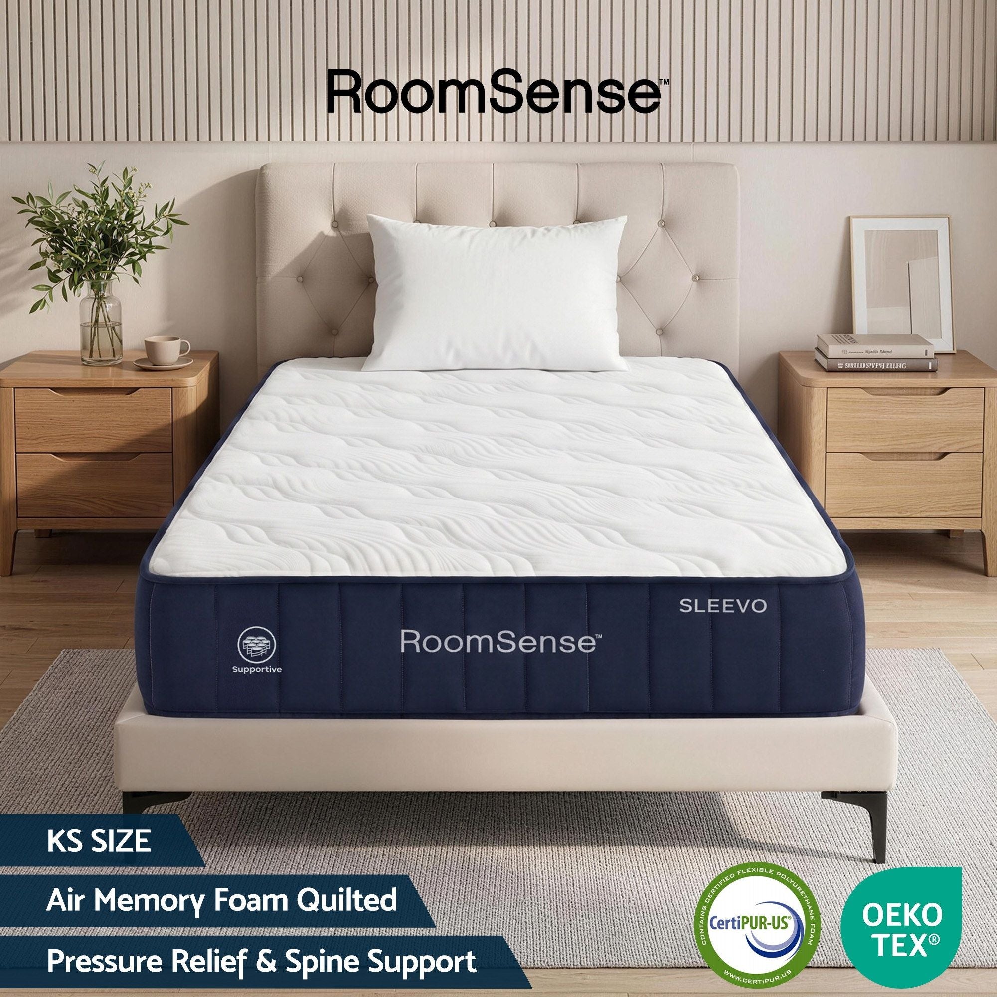 RoomSense King Single Mattress, 26cm Orthopedic Firm Mattress for Back Pain Relief, Pocket Spring Hybrid Mattress King Single Size