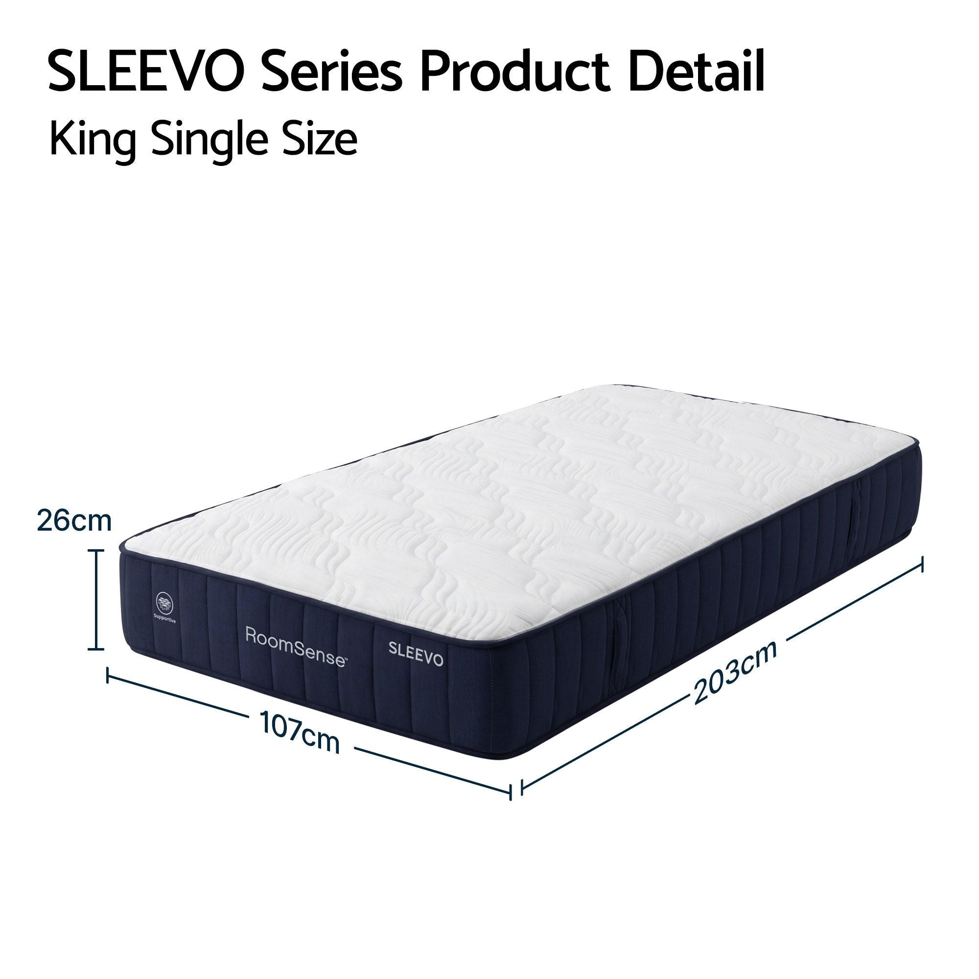 RoomSense King Single Mattress, 26cm Orthopedic Firm Mattress for Back Pain Relief, Pocket Spring Hybrid Mattress King Single Size