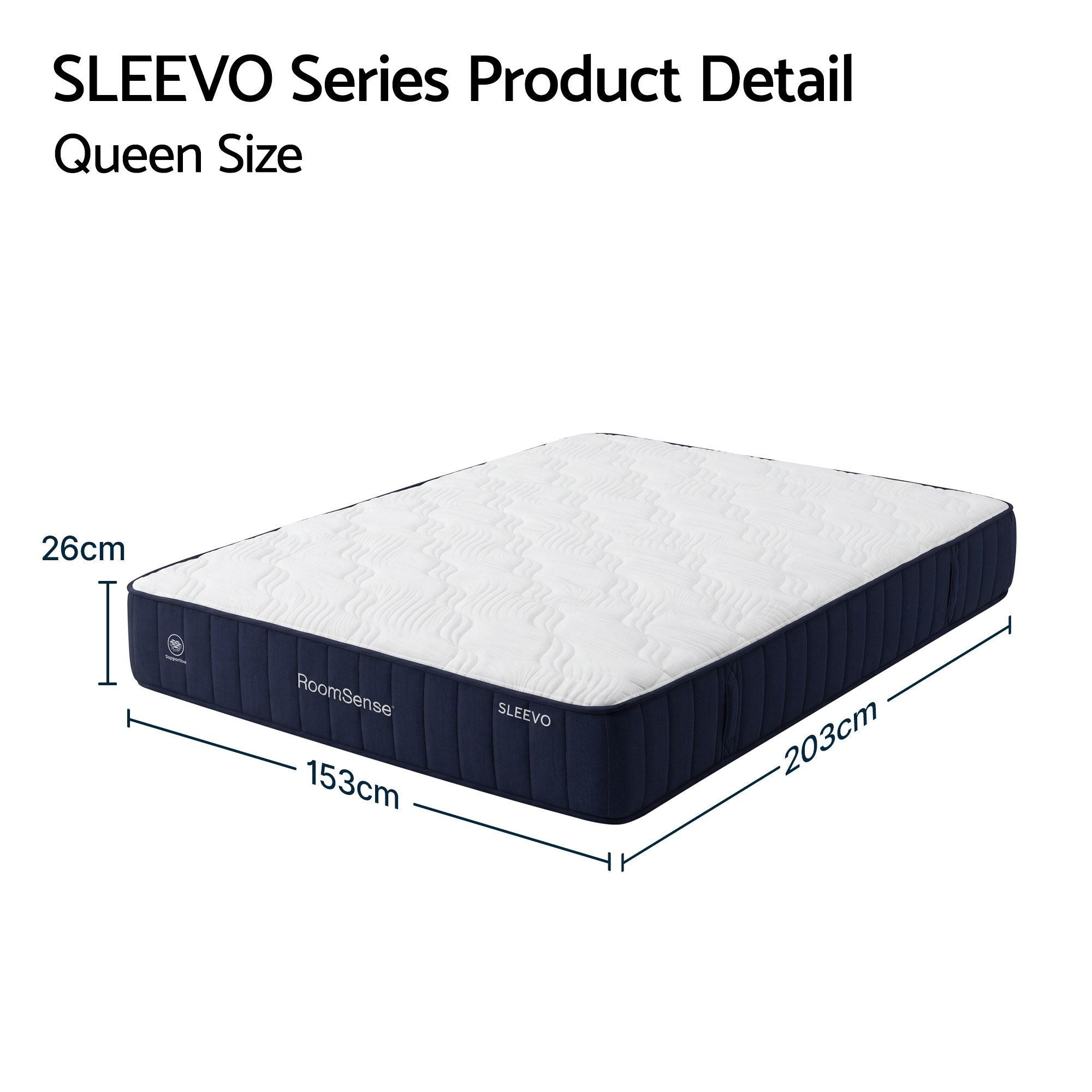 RoomSense Queen Mattress, 26cm Orthopedic Firm Mattress for Back Pain Relief, Pocket Spring Hybrid Mattress Queen Size