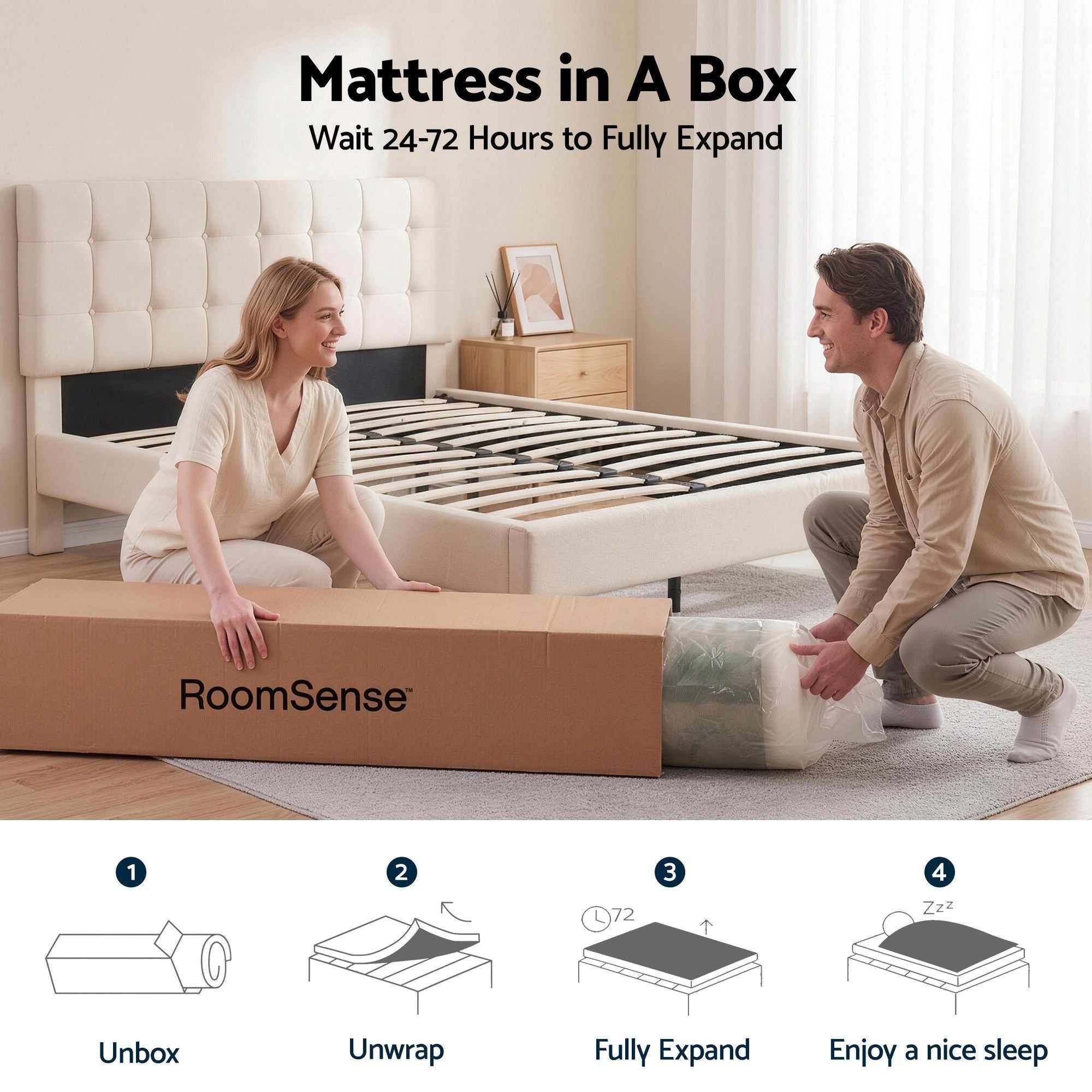 RoomSense Single Mattress, 26cm Orthopedic Firm Mattress for Back Pain Relief, Pocket Spring Hybrid Mattress King Size