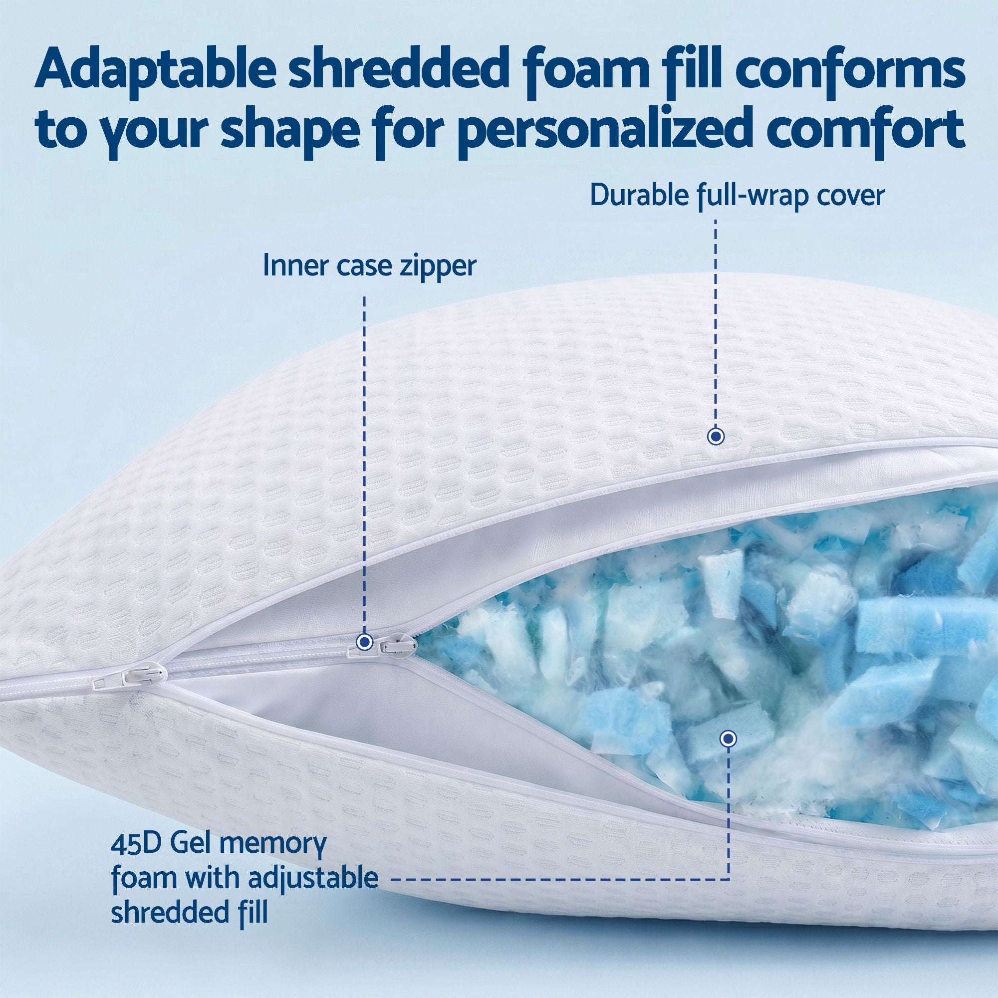 RoomSense Cooling Memory Foam Pillow Pillows 1 Pack, Anti-Flattening Bed Pillows