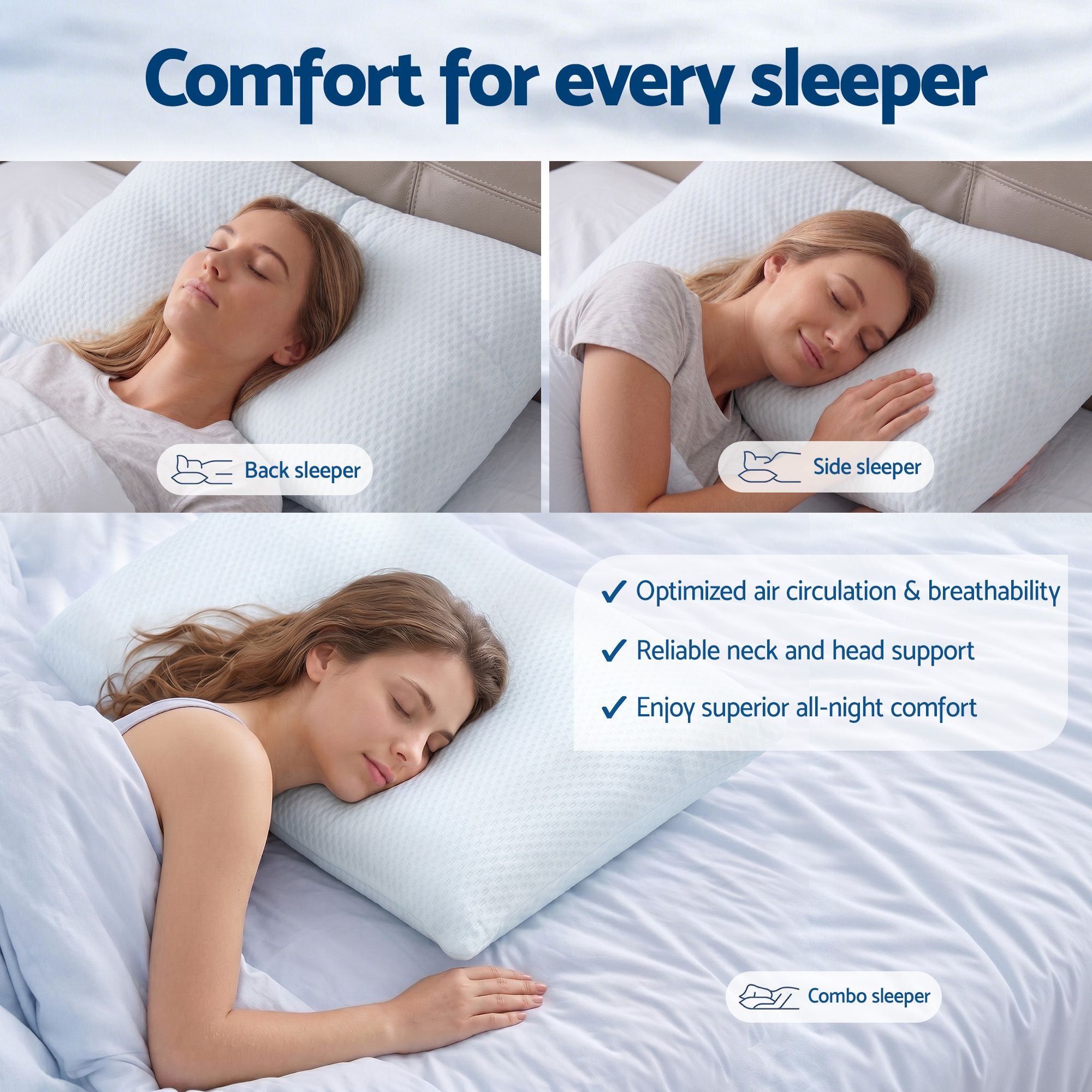 RoomSense Cooling Memory Foam Pillow Pillows 1 Pack, Anti-Flattening Bed Pillows