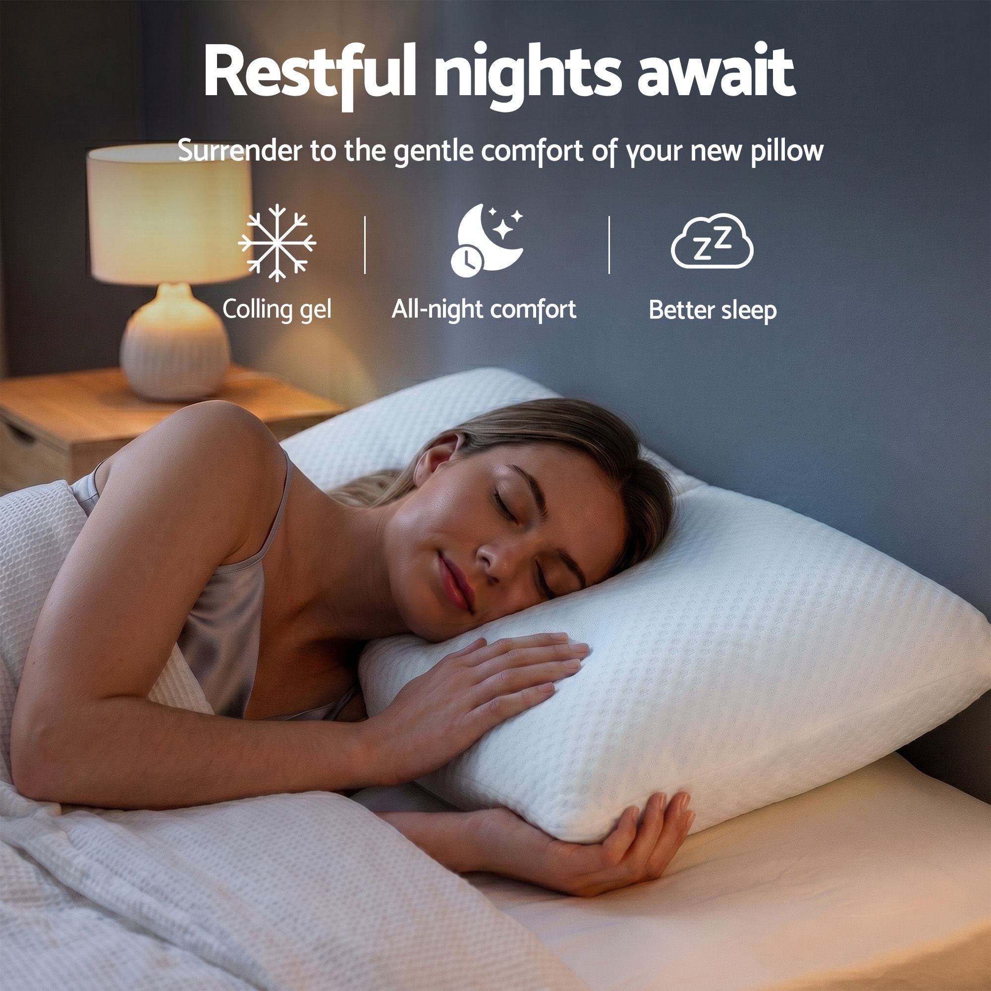 RoomSense Cooling Memory Foam Pillow Pillows 1 Pack, Anti-Flattening Bed Pillows