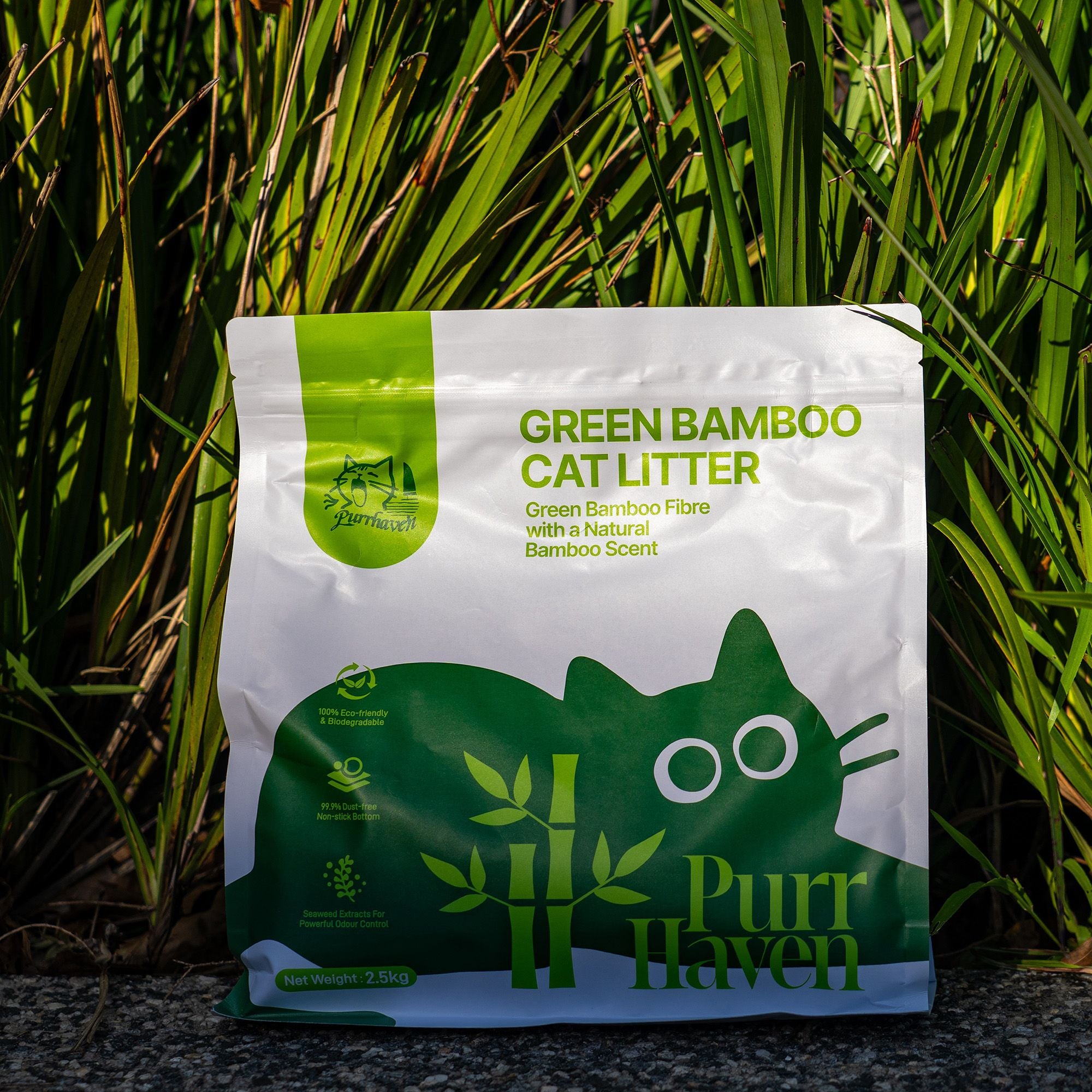 PurrHaven Bamboo Clumping Cat Litter 7.5kg 3 Pack Dust Free Flushable