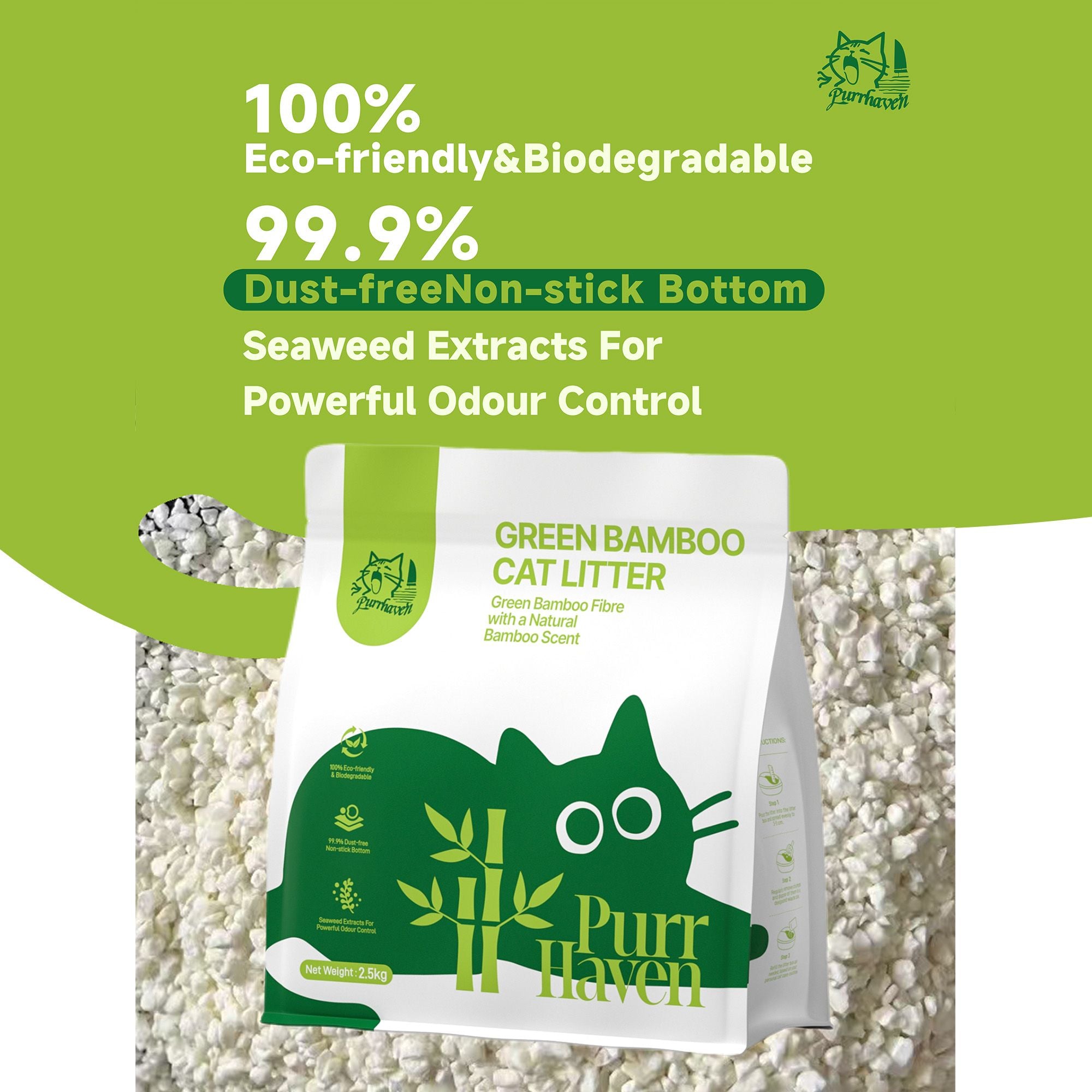 PurrHaven Tapioca Clumping Cat Litter 7.5kg 3 Pack Dust Free Odour Control