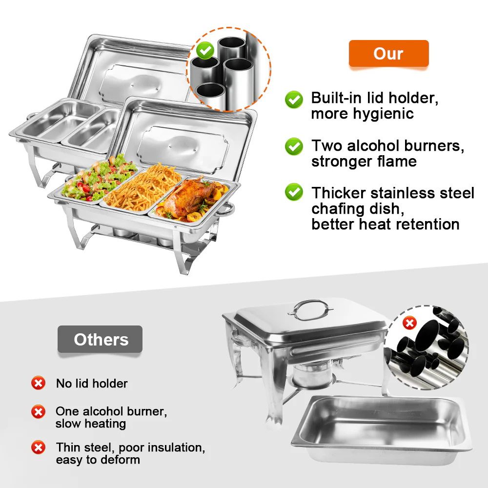 Alston 3x3L Chafing Dish Set Stainless Steel Buffet Warmer Silver