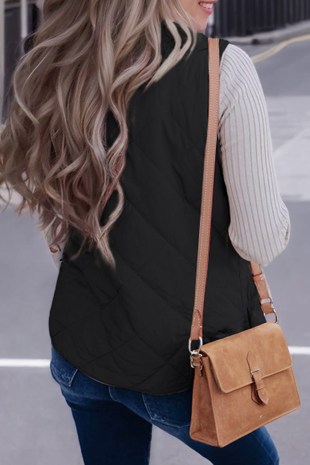 Pink Fleece Lined Quilted Vest Coat Women’s Winter Warm Outerwear