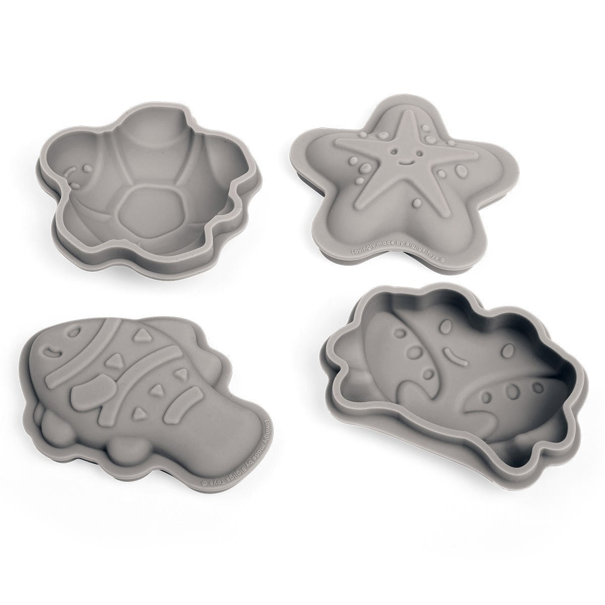 Bigjigs Toys Stone Grey Sand Moulds Silicone Beach Toy Set