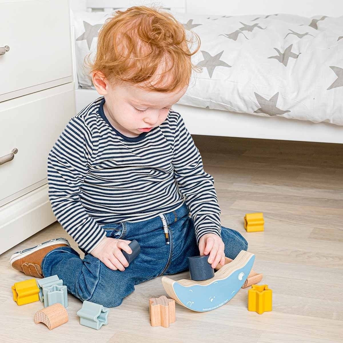 Bigjigs Toys Wooden Moon Balance Stacker Montessori Toy for Toddlers