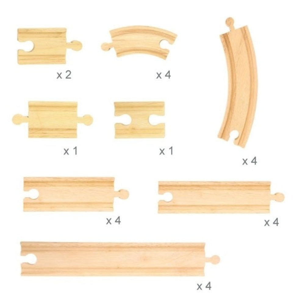 Bigjigs Rail Curves and Straights Expansion Pack Wooden Train Track Set