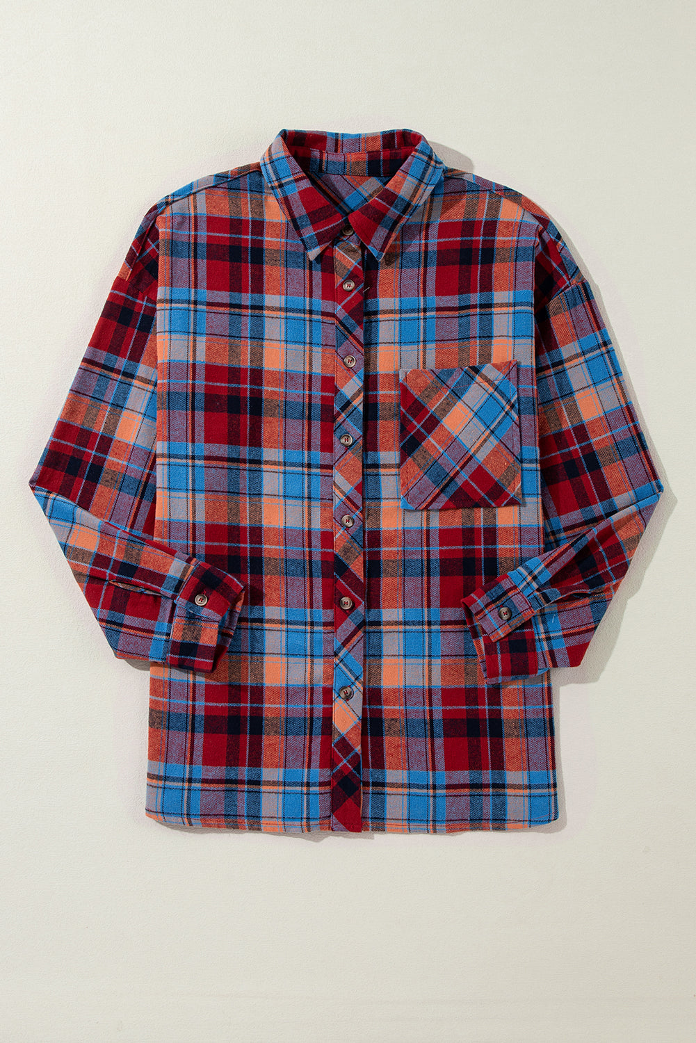 Women’s Orange Plaid Print Loose Vintage Shirt