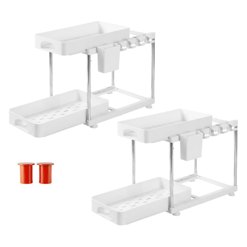 Toque 2 x Under Sink Organizer 2 Tier Cabinet Storage Rack Adjustable Kitchen-2065254301848178688
