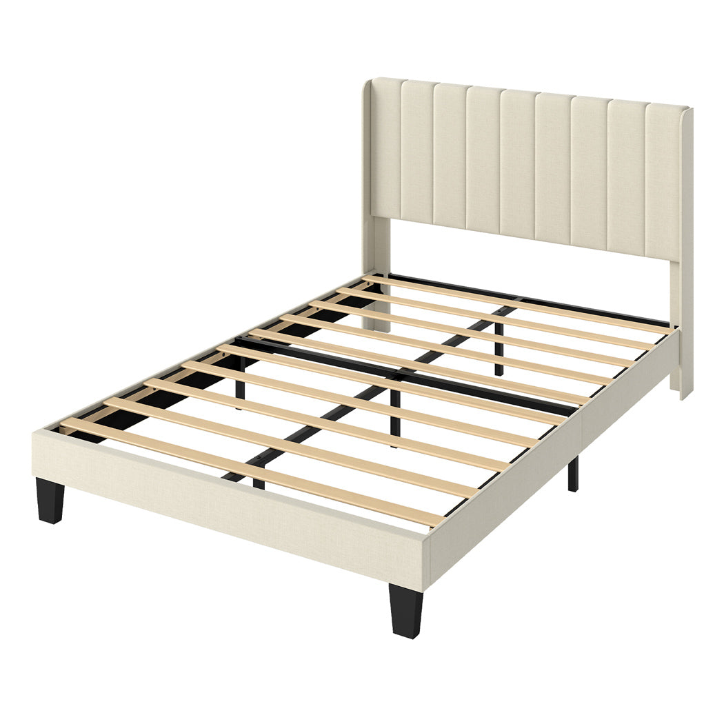 Levede Metal Wooden Bed Frame Queen Panel Plush Upholstered Mattress Platform-2065254298677284864