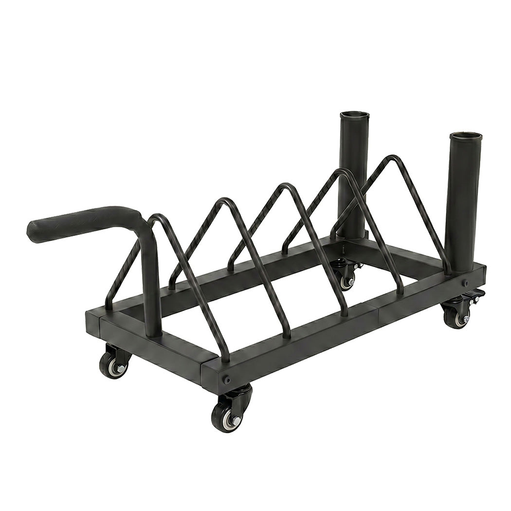 Centra Horizontal Bumper Plate Rack with Wheels Barbell Weight Storage Holder-2050059020890411008
