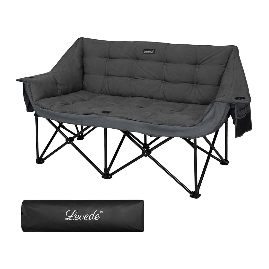 Levede Double Camping Chair Folding Outdoor Portable Fishing Picnic Travel Seat-2050056782503612416