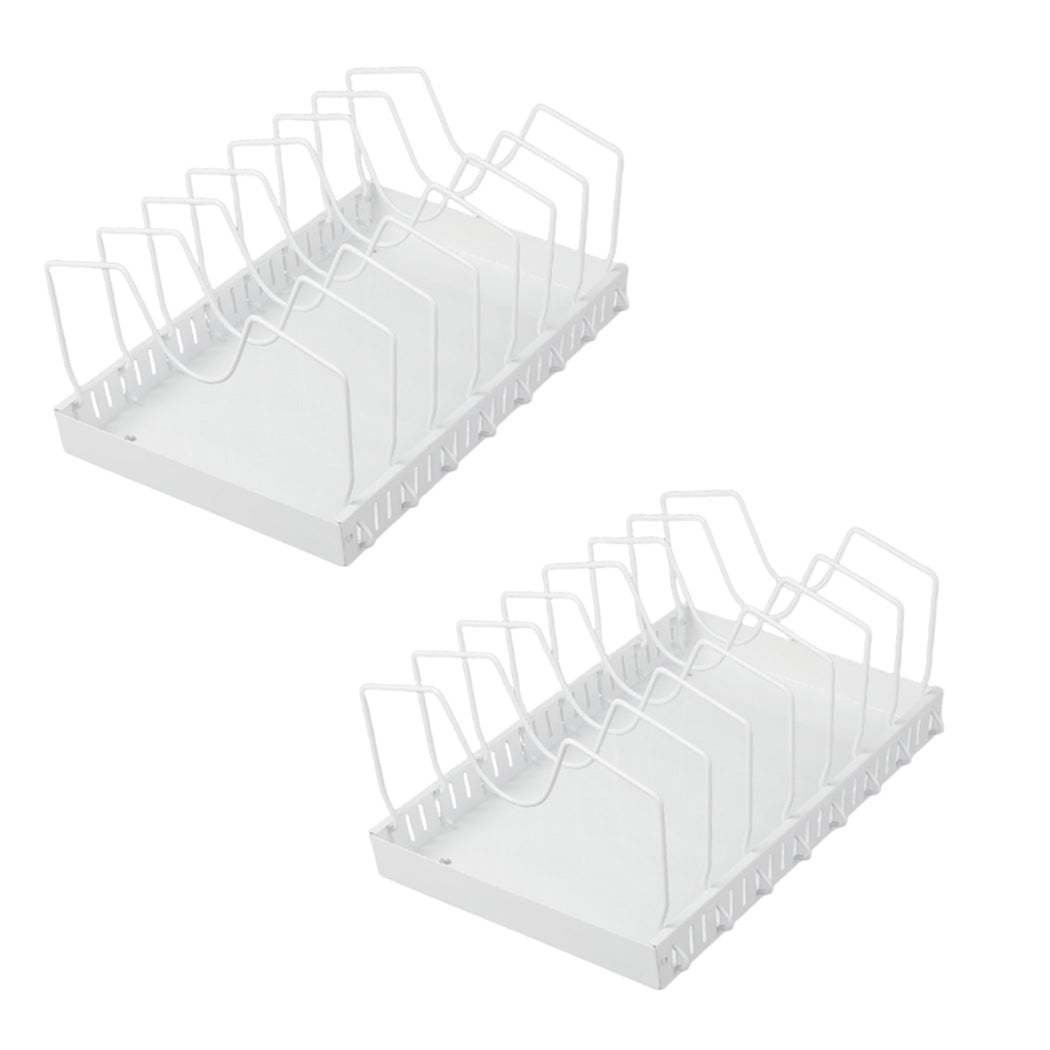 Toque Pots and Pans Organiser Saucepan Holder Storage Pull Out Rack Holder White-2065254301424553984