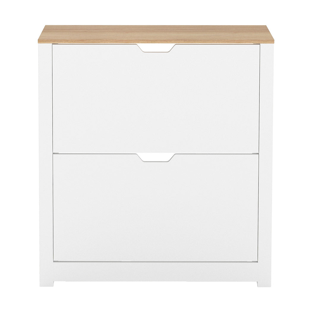 Levede Narrow Shoe Cabinet Organiser Storage Rack Flip-up Drawer 12 Pairs White-2050056773427138561