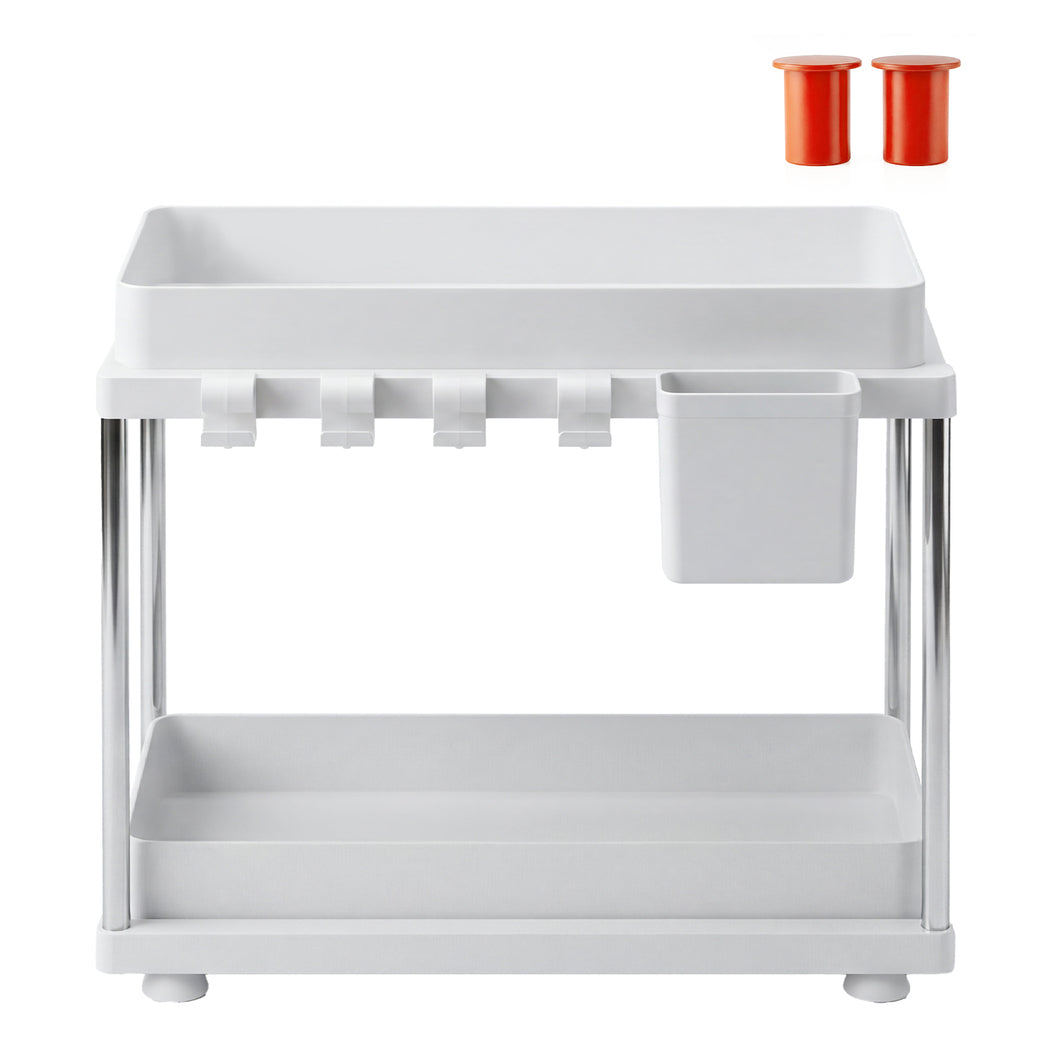 Toque 2 x Under Sink Organizer 2 Tier Cabinet Storage Rack Adjustable Kitchen-2065254301848178689