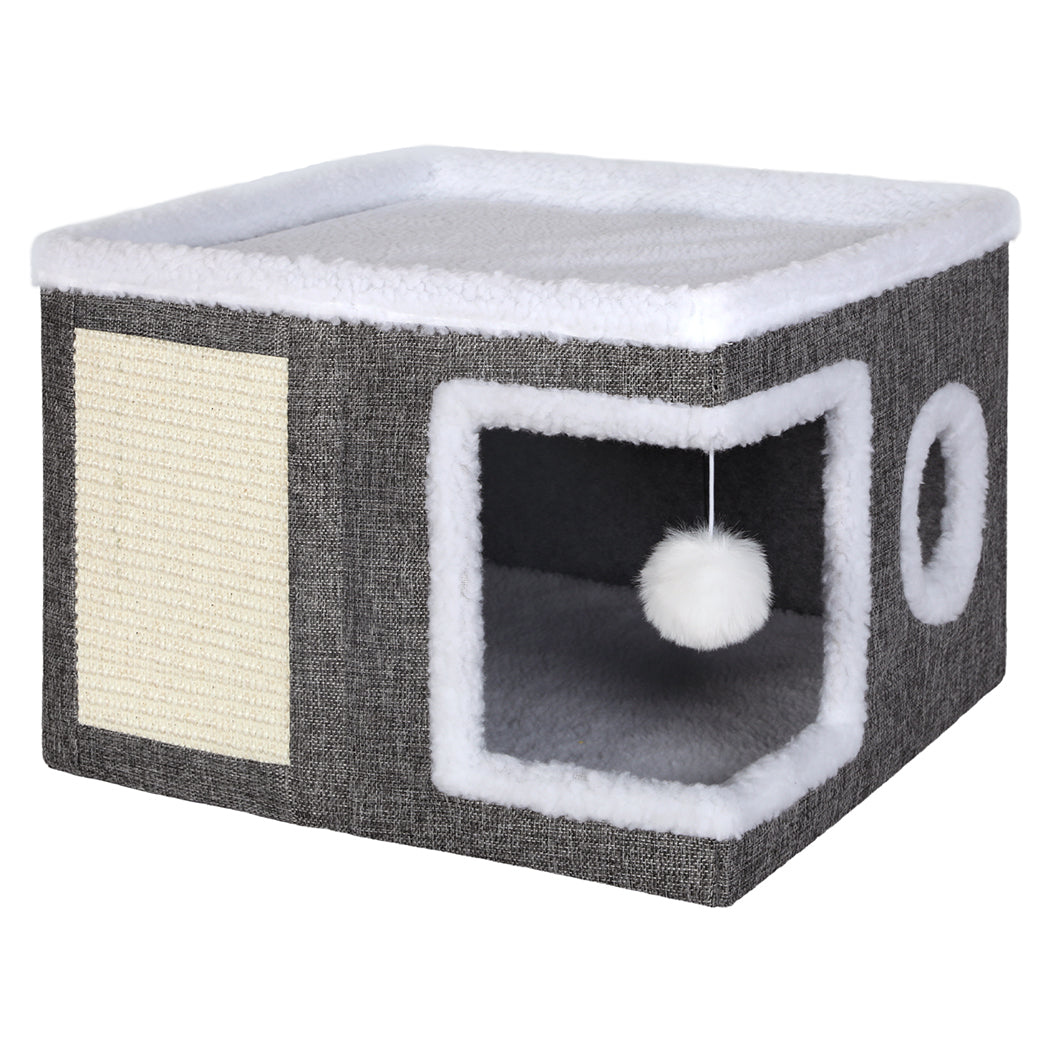 Pawz Large Cat House Foldable Bed Condo Scratcher Indoor Cave Multi Small Pet-2065254305354616833