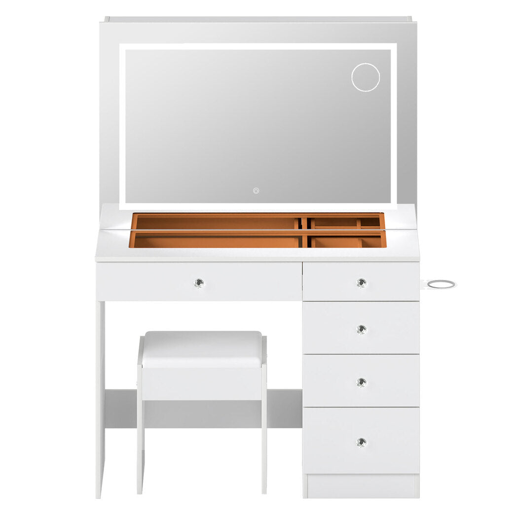 Levede Dressing Table LED Makeup Mirror Stool Set Vanity Desk 5 Storage Drawer-2065254297439965185