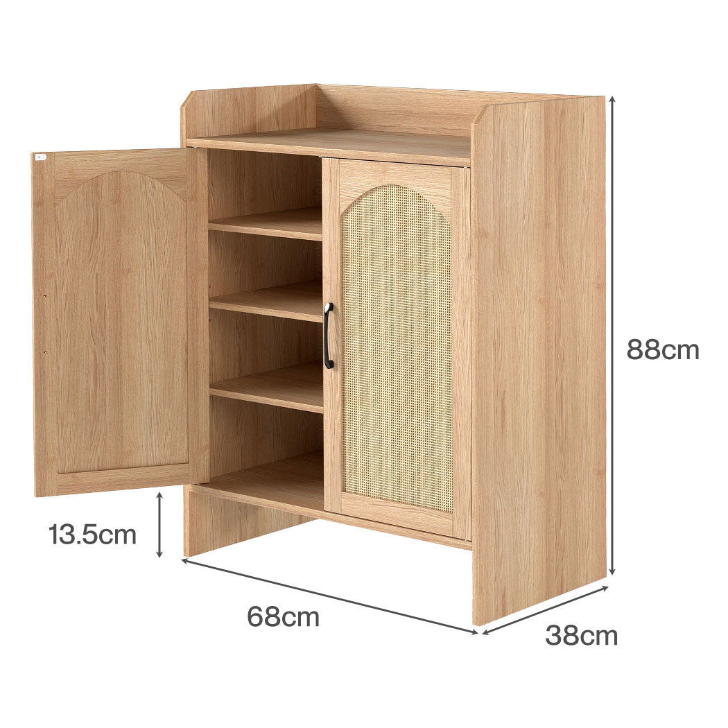 Levede 5 Tier Shoe Cabinet Wooden Double Door Storage Rack Organiser Entryway-2065254300241760258