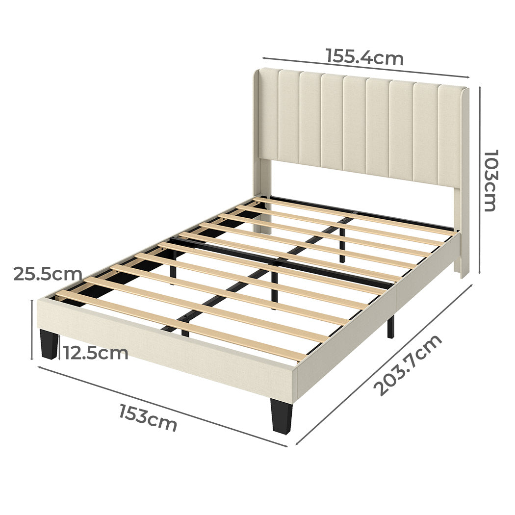 Levede Metal Wooden Bed Frame Queen Panel Plush Upholstered Mattress Platform-2065254298677284866