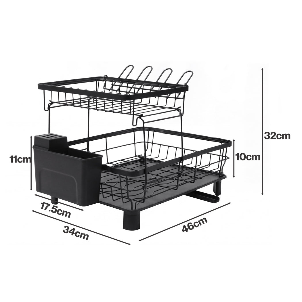Toque 2 Tier Drying Rack Kitchen Organizer Storage Plate Drainer Cutlery Holder-2061251870420242434