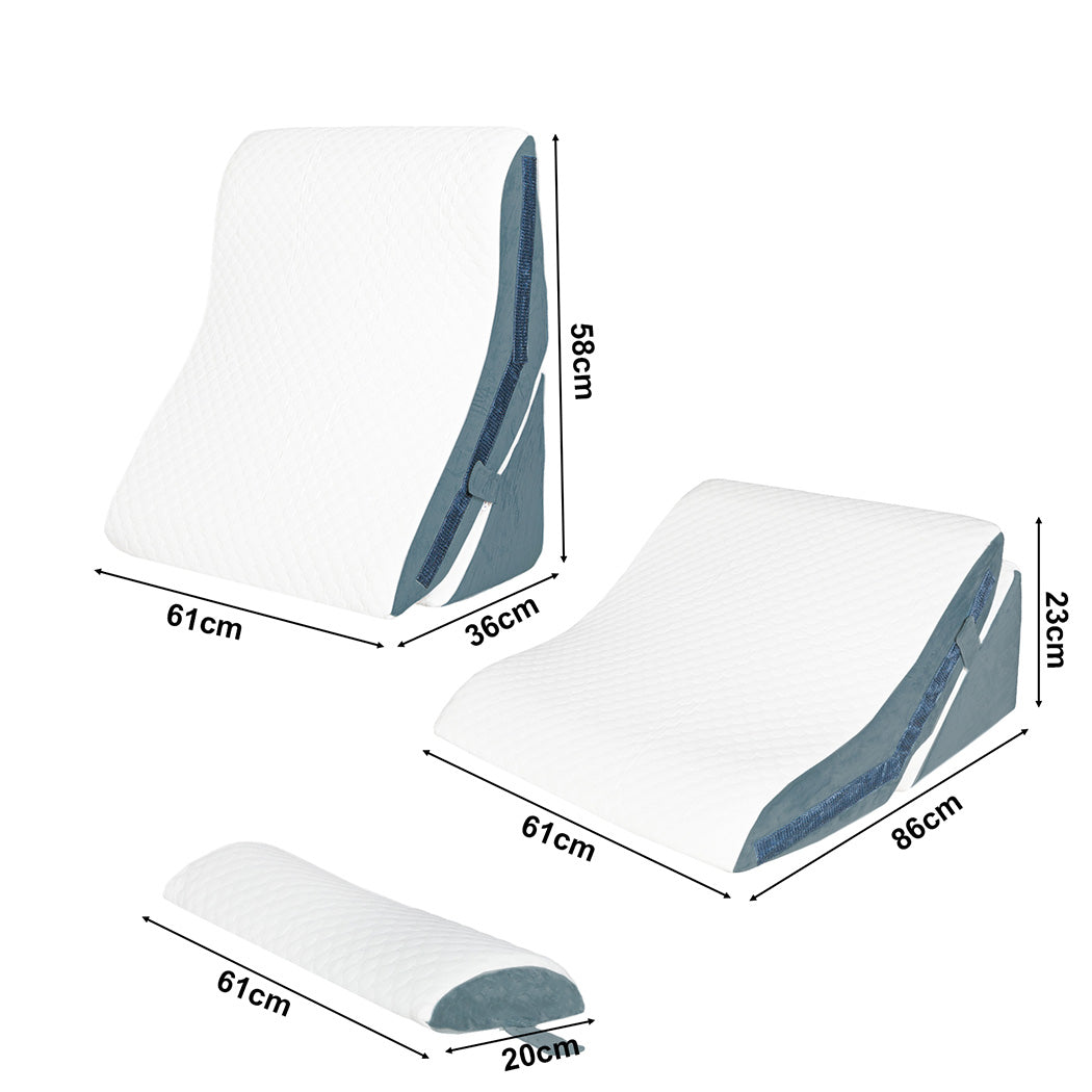Dreamz 3-in-1 Orthopedic Bed Wedge Pillow Memory Foam Sleep Support Adjustable-2050056764619100162