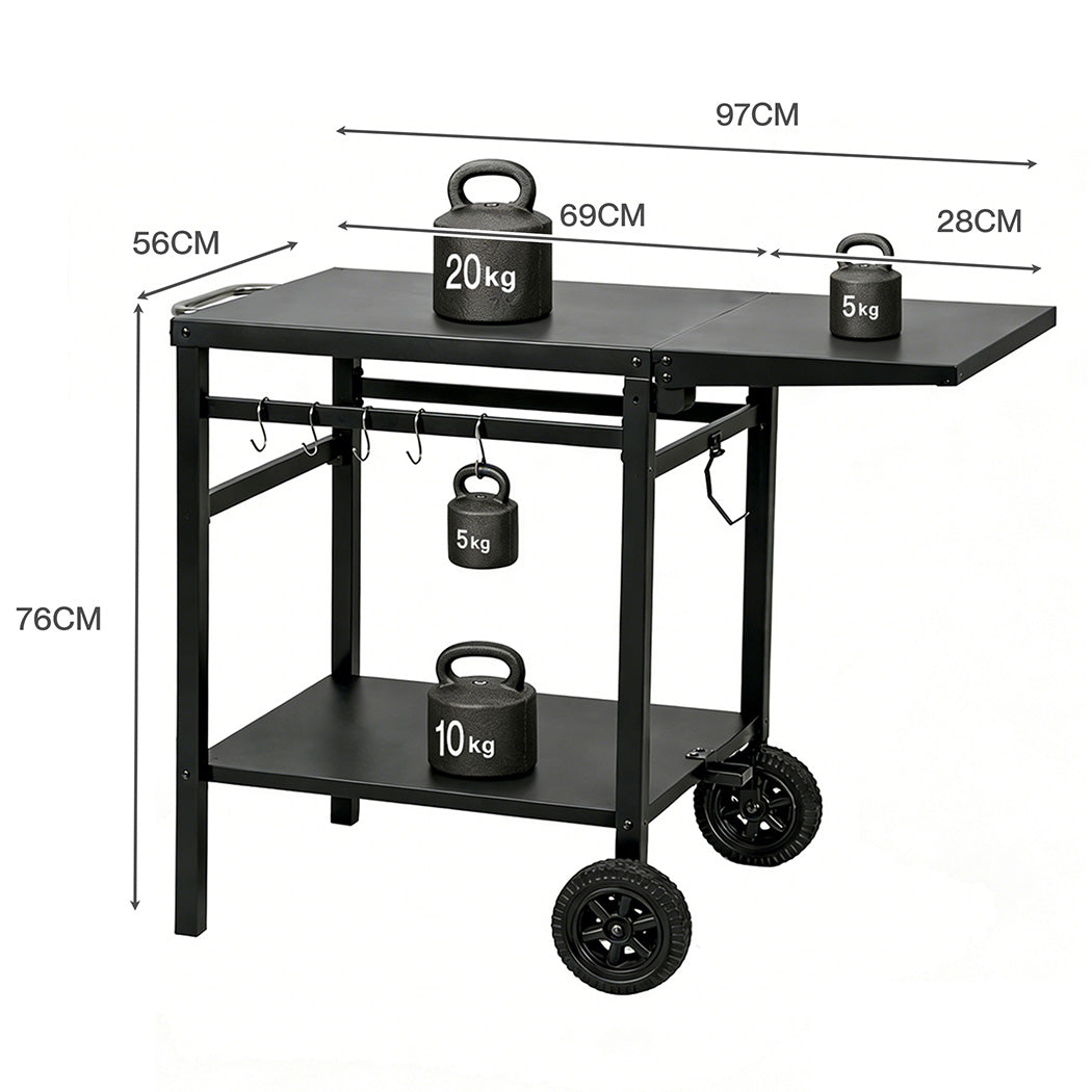 Levede Outdoor Kitchen Cart Mobile Foldable Food Prep BBQ Grill Dining Table-2050059021397921794