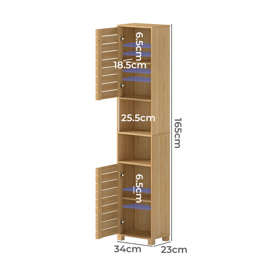 Levede Tall Bathroom Cabinet Storage 165cm Tallboy Adjustable Shelf Cupboard-2065254288963276802