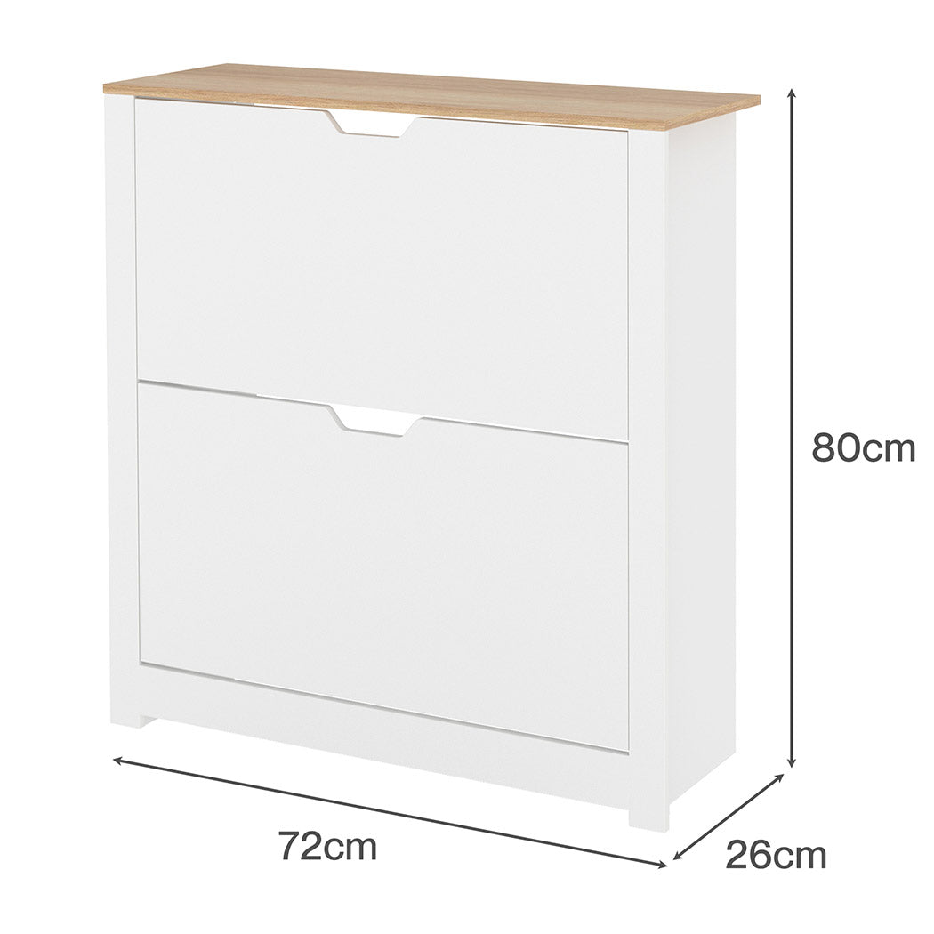 Levede Narrow Shoe Cabinet Organiser Storage Rack Flip-up Drawer 12 Pairs White-2050056773427138562