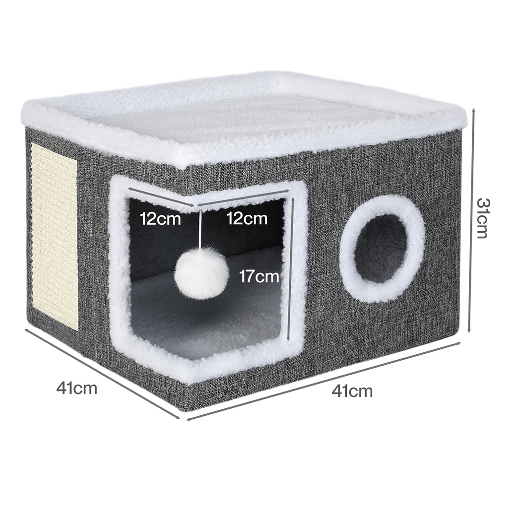 Pawz Large Cat House Foldable Bed Condo Scratcher Indoor Cave Multi Small Pet-2065254305354616834