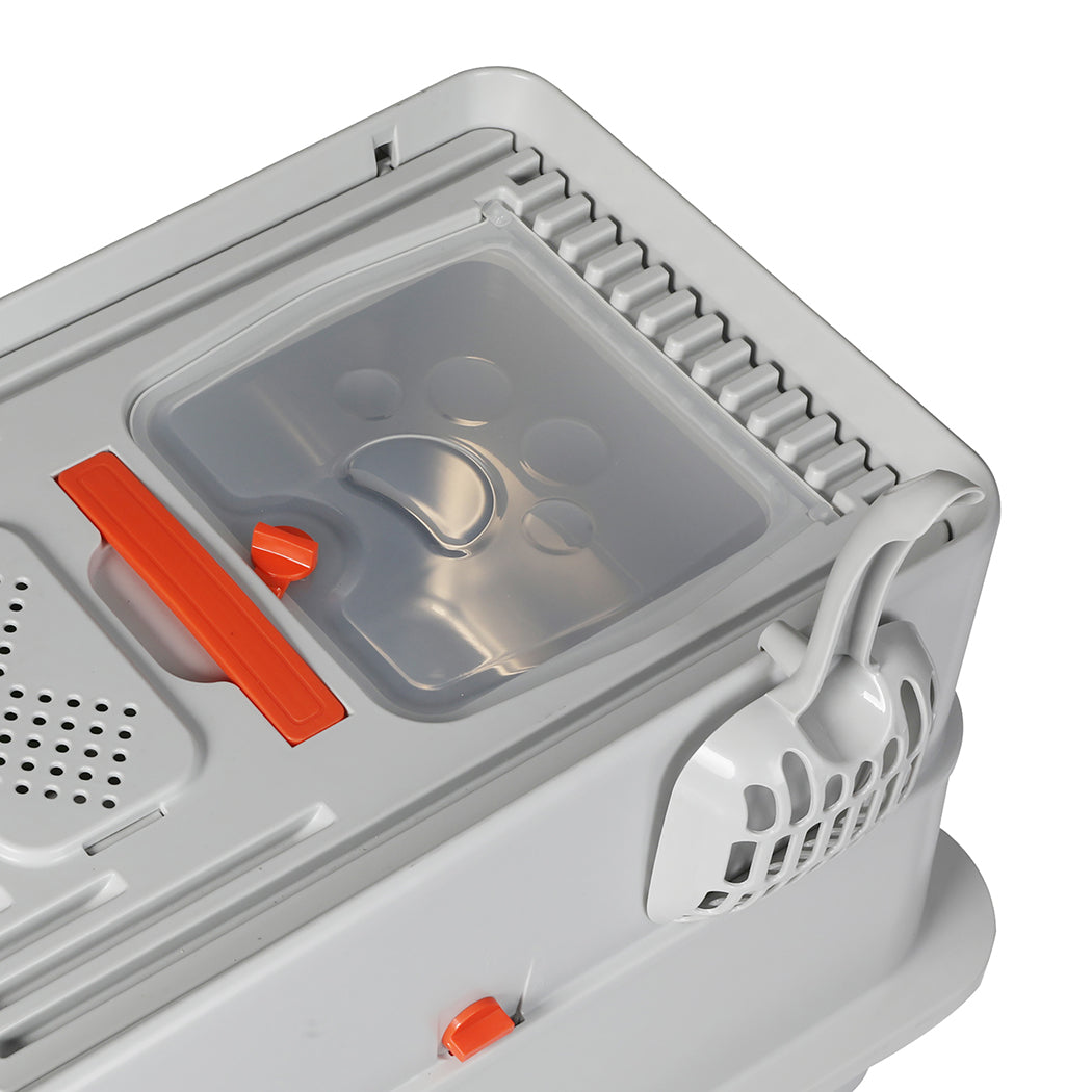 Pawz Stainless Steel Cats Litter Box Hooded High Enclosed Large Kitty Toilet-2065254295514779651