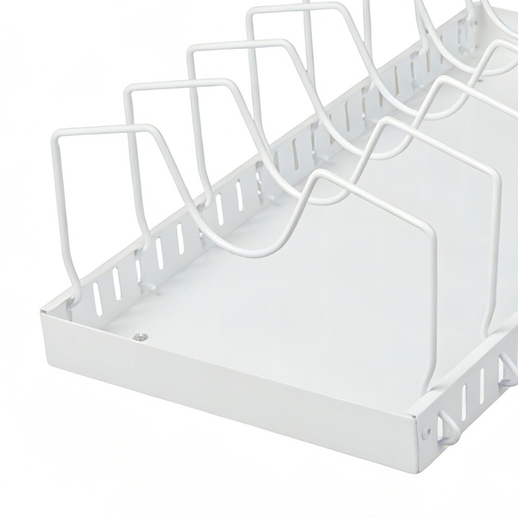 Toque Pots and Pans Organiser Saucepan Holder Storage Pull Out Rack Holder White-2065254301424553987