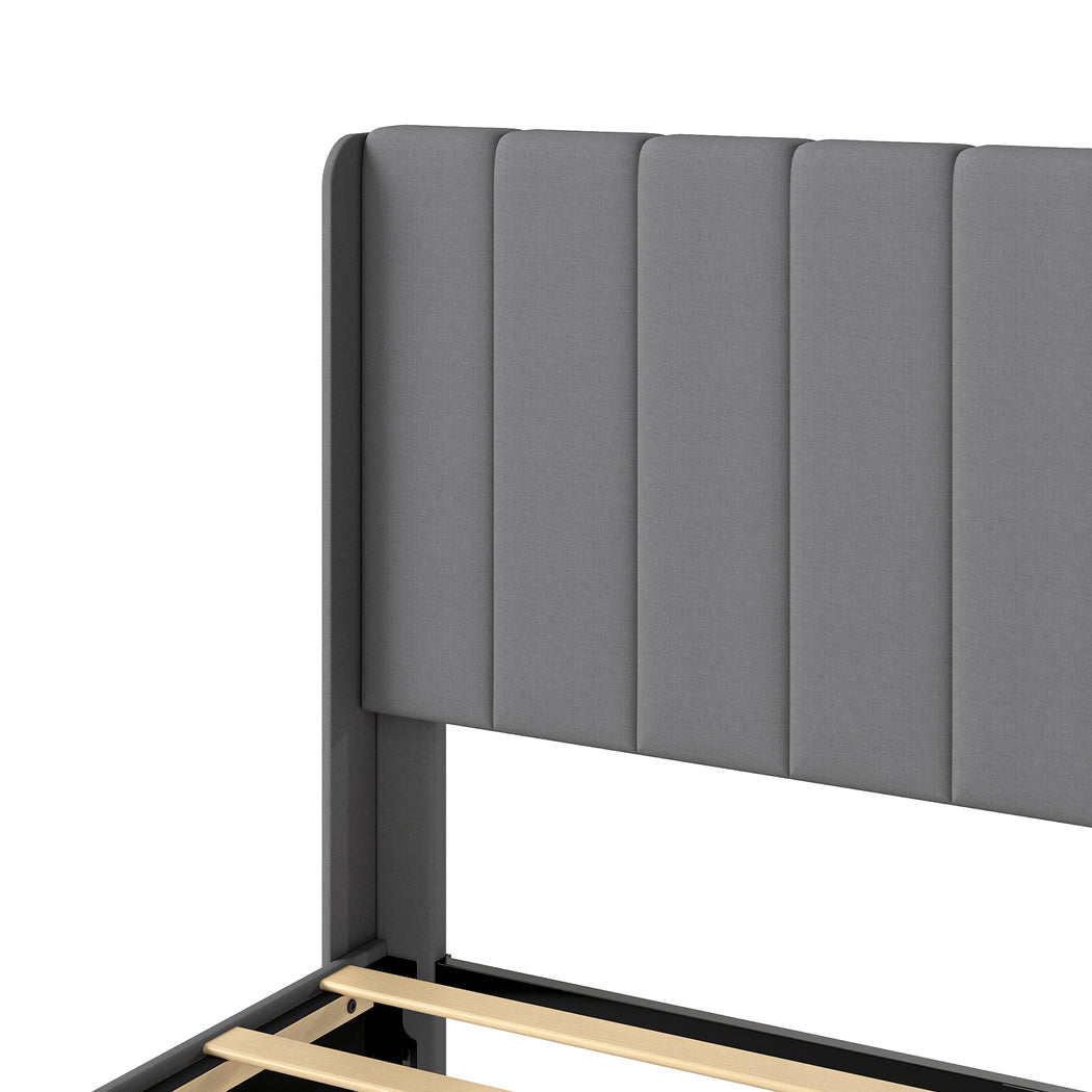Levede Metal Wooden Bed Frame Queen Panel Plush Upholstered Soft Headboard Grey-2065254298949914627