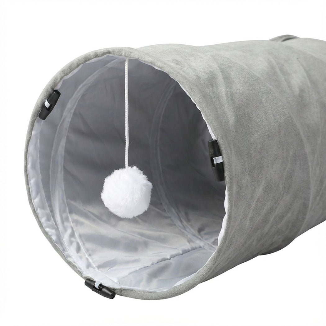 Pawz 3 Way Cat Tunnel Toy Interactive Foldable Tube Indoor Pet 2 Haning Balls-2065254293275021315