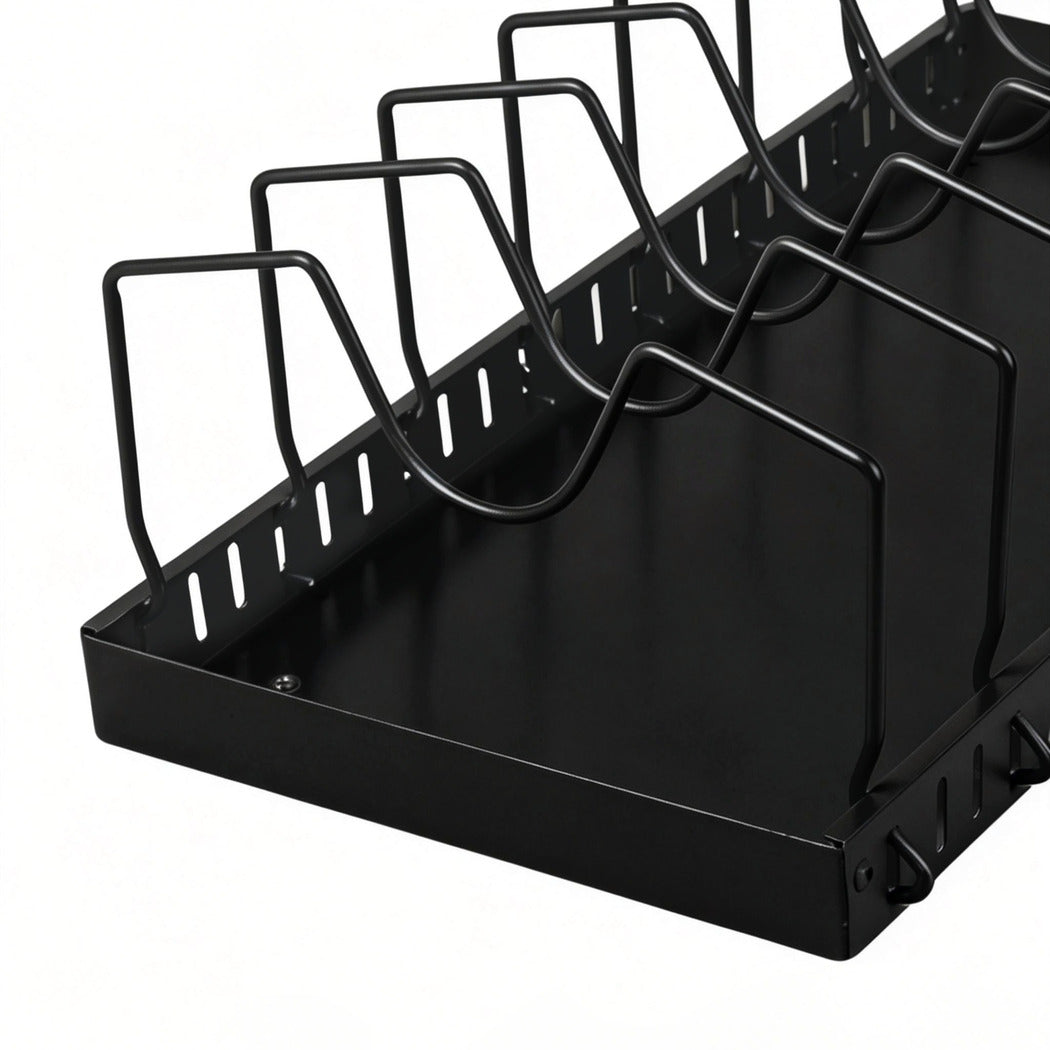 Toque Pots and Pans Organiser Saucepan Holder Storage Pull Out Rack Holder Black-2065254301101592579
