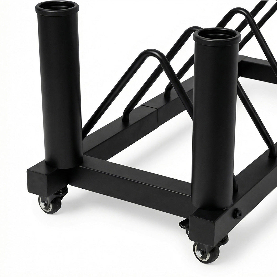 Centra Horizontal Bumper Plate Rack with Wheels Barbell Weight Storage Holder-2050059020890411011