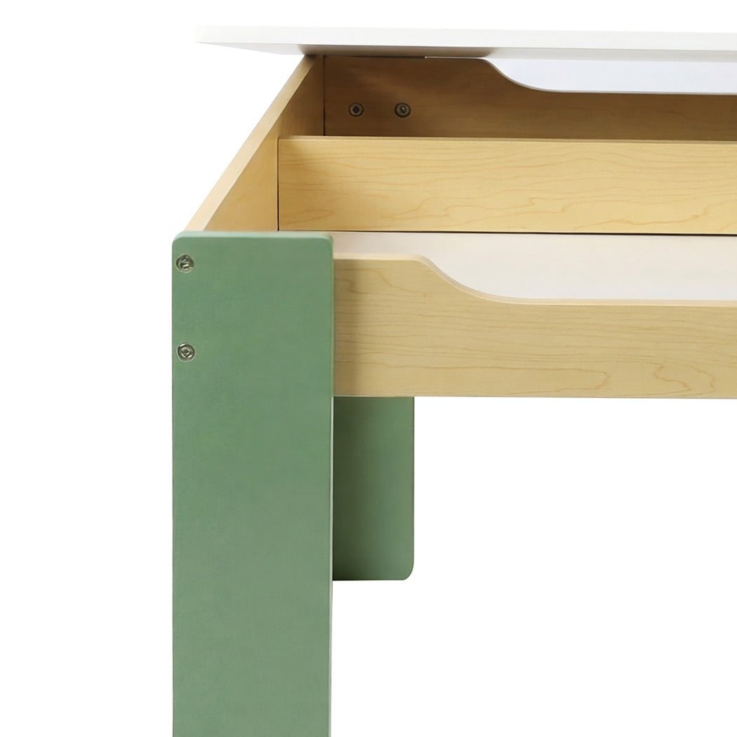 Levede Kids Table and Chairs Set 3-in-1 Chalkboard Storage Learning Dining Desk-2050056790908997637
